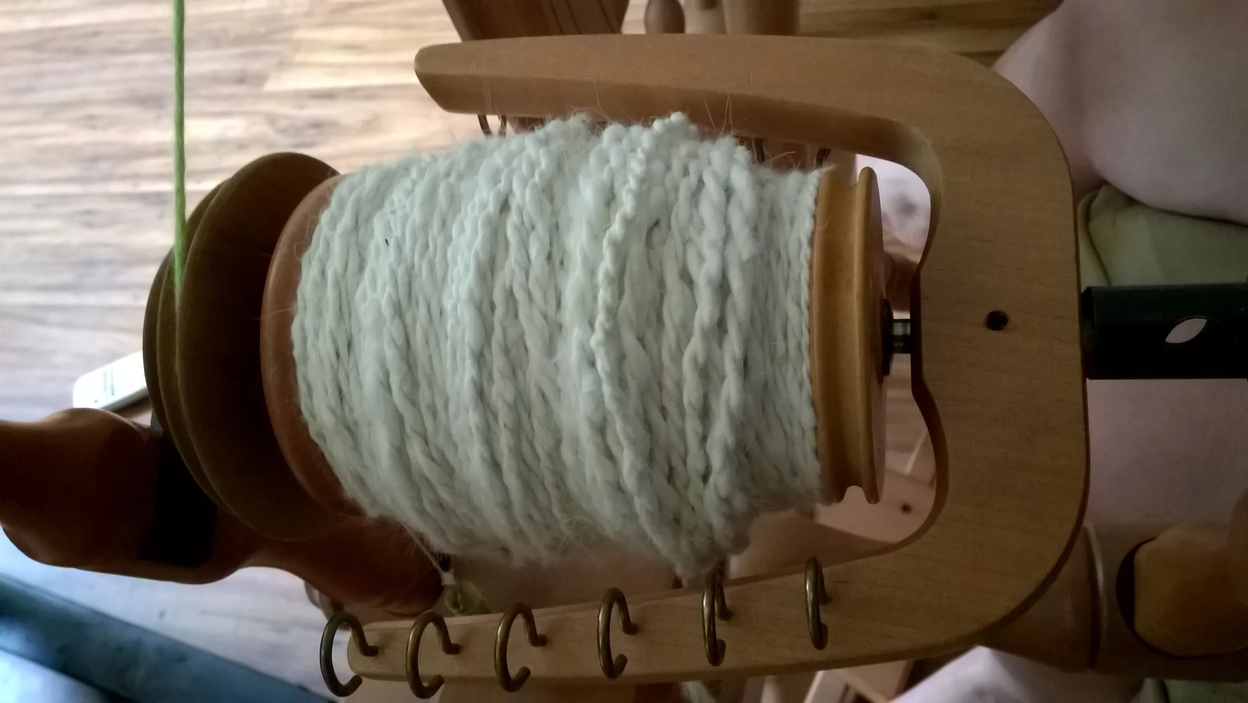 Hand-spun angora yarn.