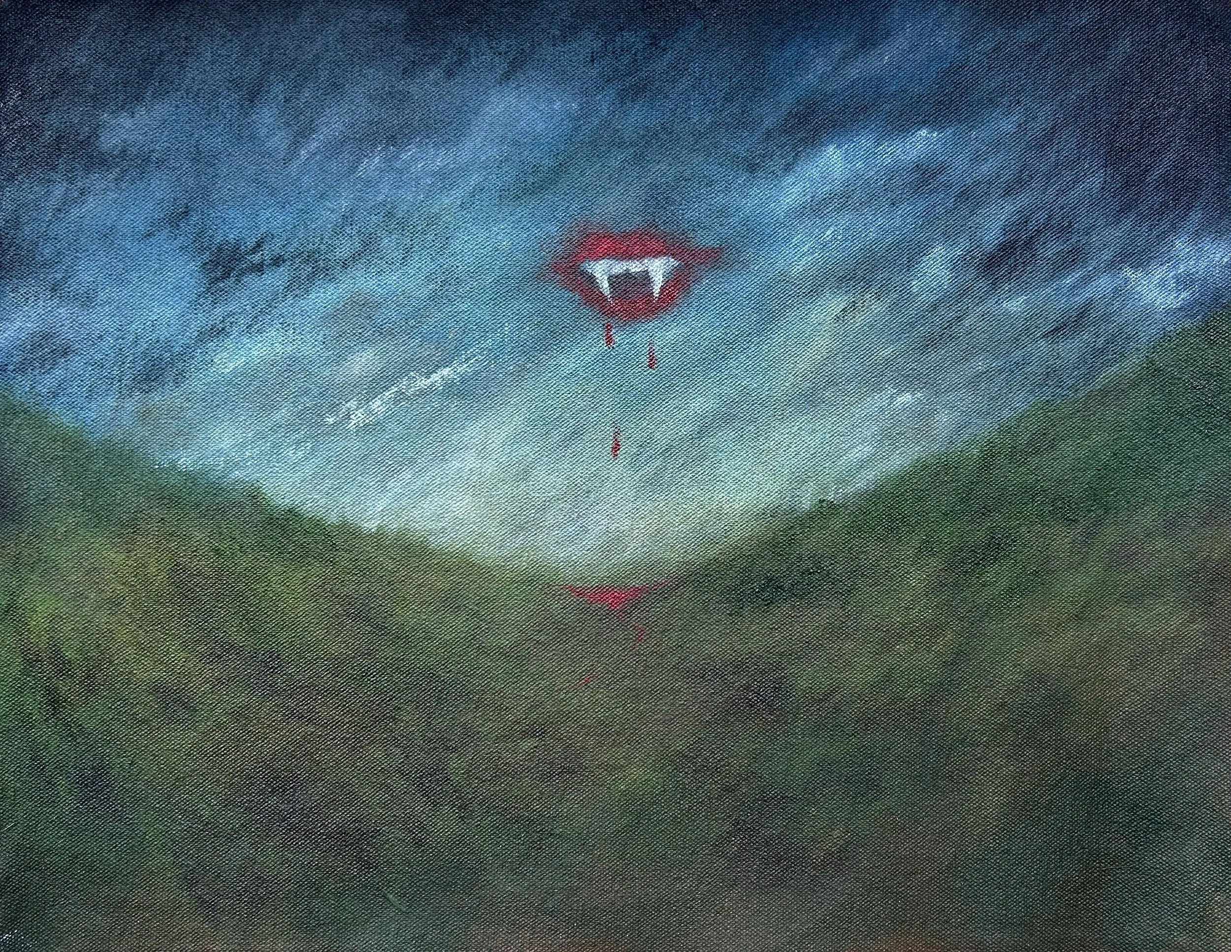 untitled, 2023, oil on unstretched canvas, 16 x 20 inches