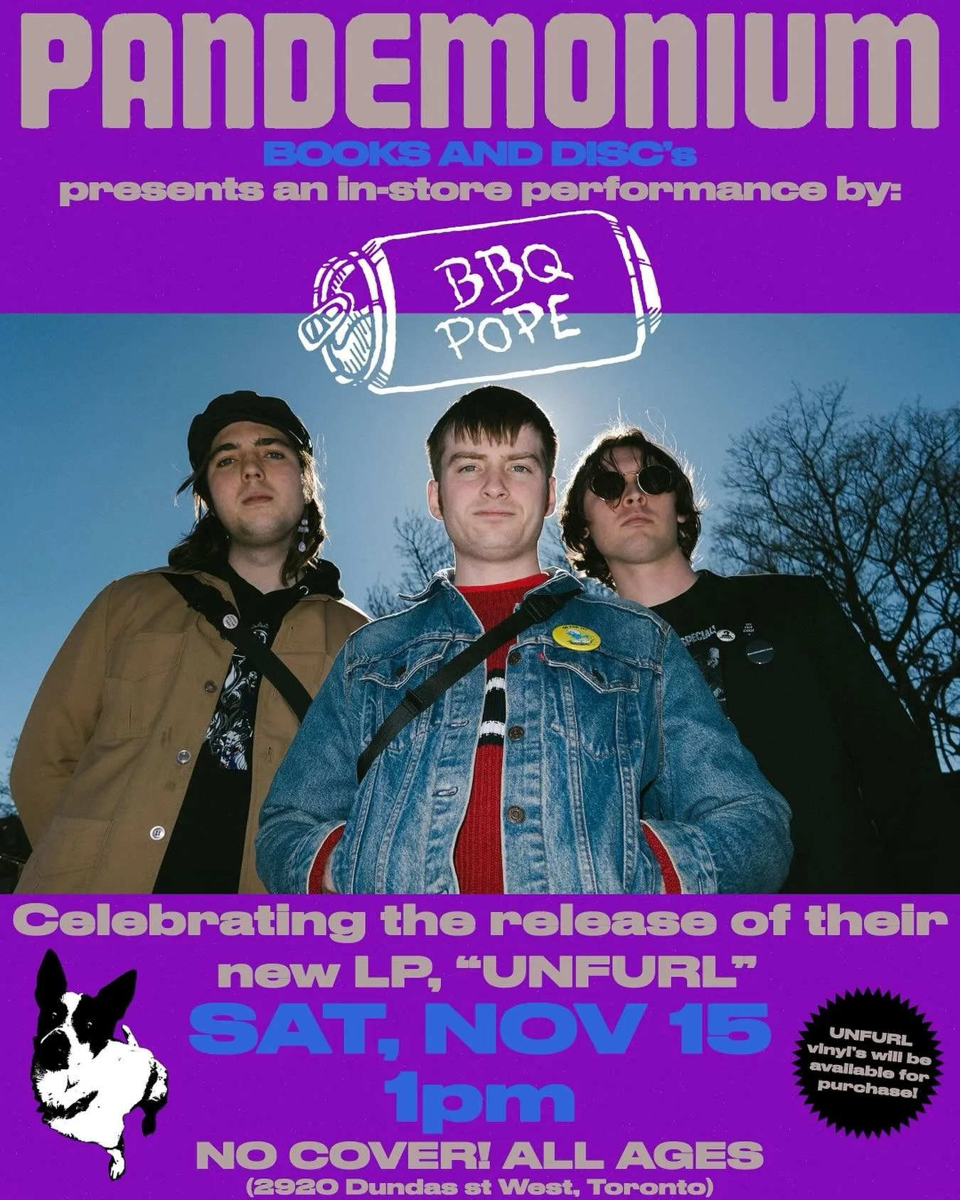 Special in-store performance by Reid&rsquo;s band this Saturday!! BBQ POPE are just back from their first East coast tour and will be really tight!! Buy their record!! 1:00