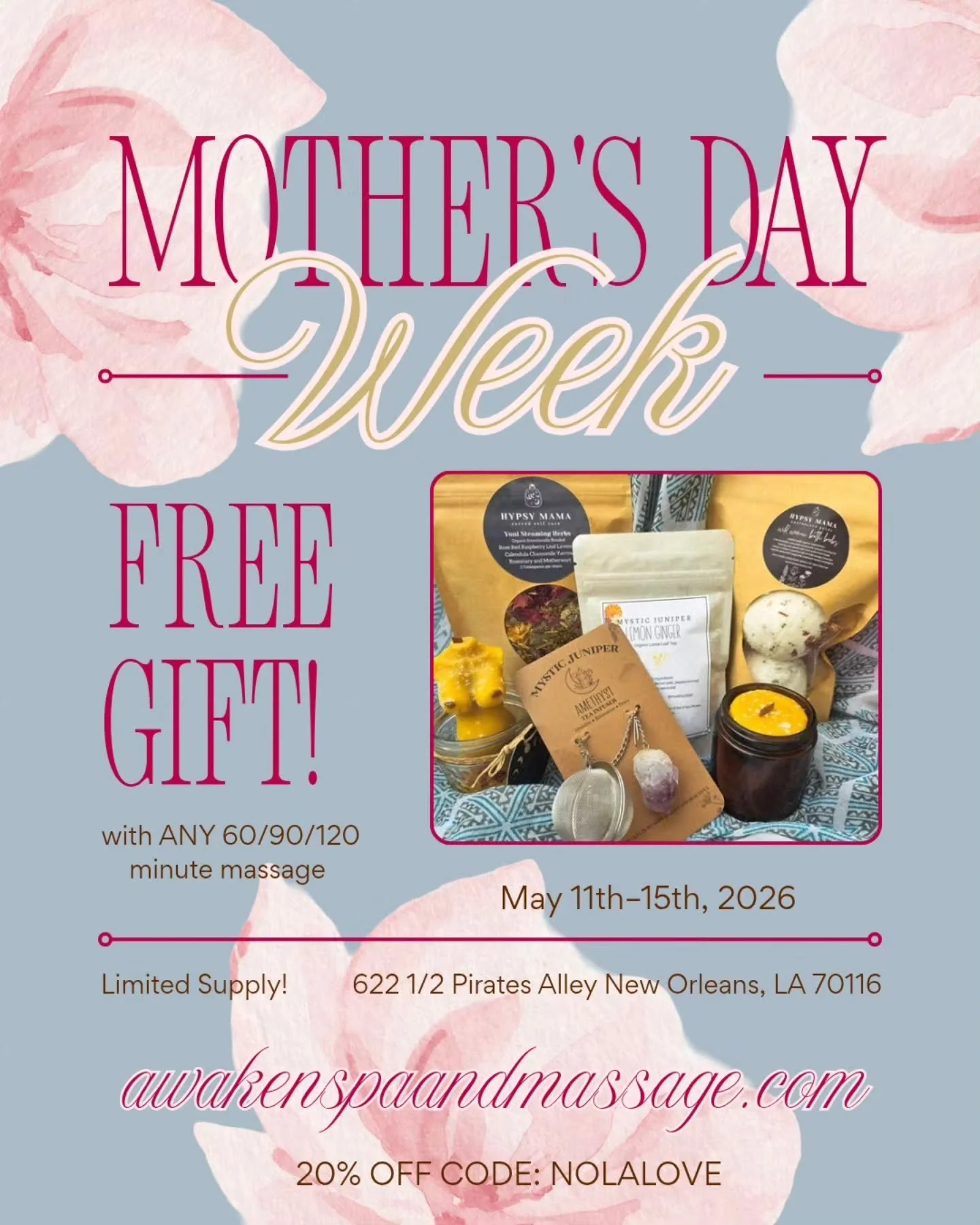 🌸 Celebrate Mother's Day Week! 🌸

Give the gift of healing with our special offer! Book any 60, 90, or 120-minute massage from **May 11th-15th, 2026** and receive a **FREE GIFT!** 🎁 

✨ Limited supply, so don&rsquo;t wait! 

📍 Location: 622 1/2 P