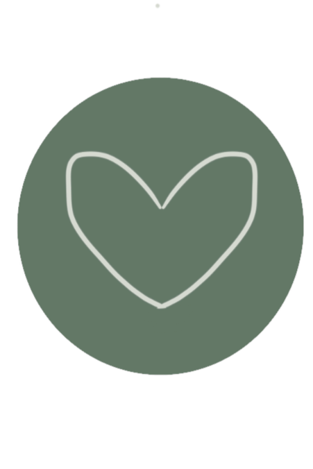 A green circle with a white outline of a heart in the center.