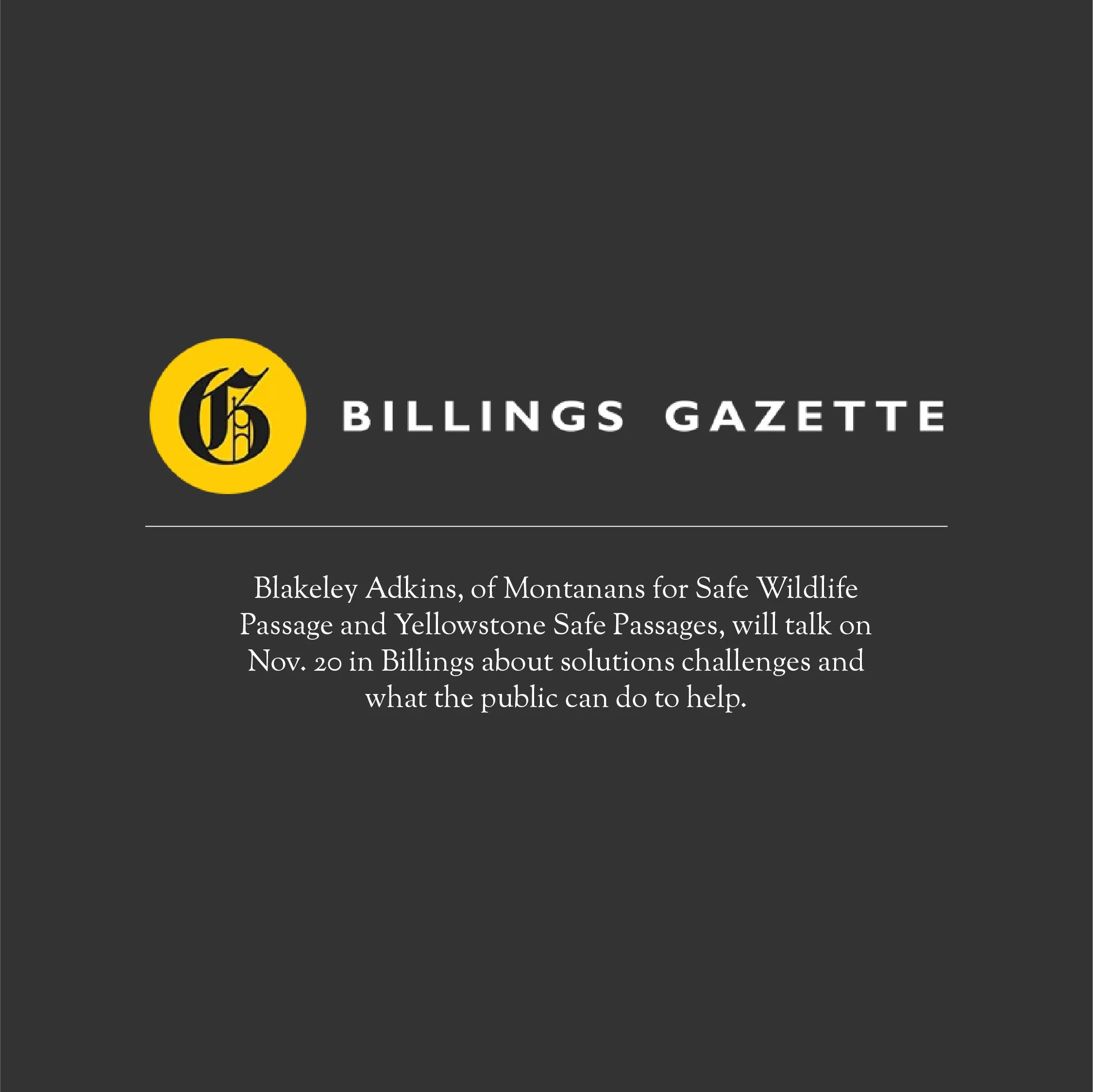 Wildlife crossings talk Nov. 20 at Mayflower Church