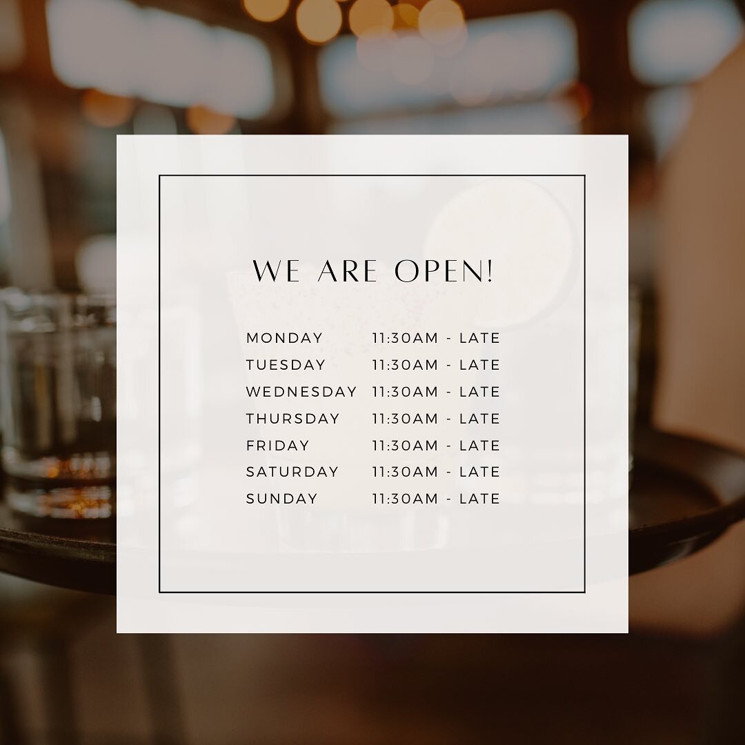 Exciting news! We are now open for lunch everyday of the week. Can&rsquo;t wait to see you all ✨