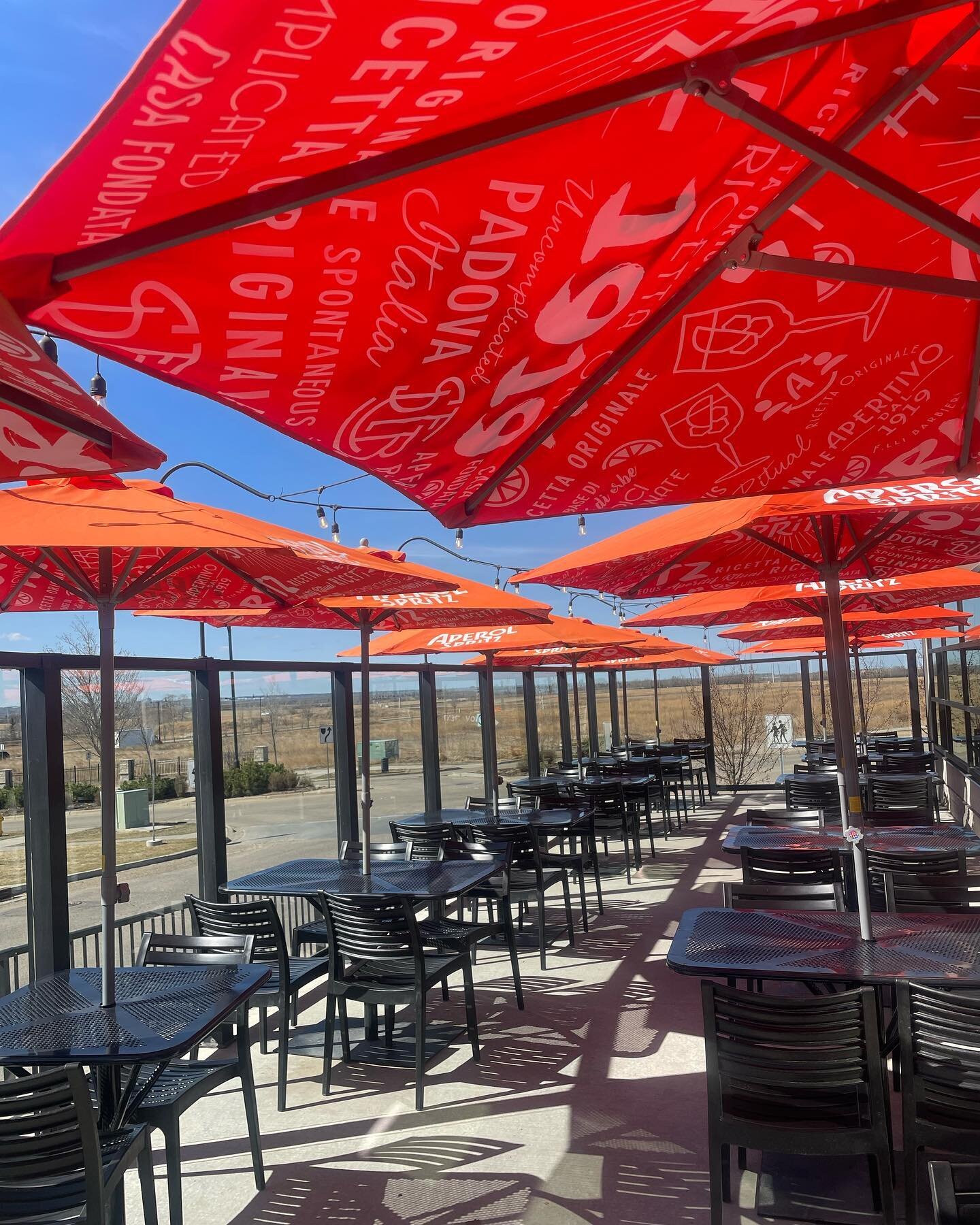 What a great day for a drink on the patio. Featuring our brand new Aperol umbrellas.