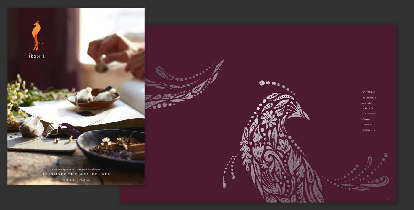 Ikaati catalog cover photo of tea maker with title: A Distinctive Tea Experience.
