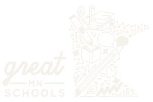 White Great Minnesota Schools logo.