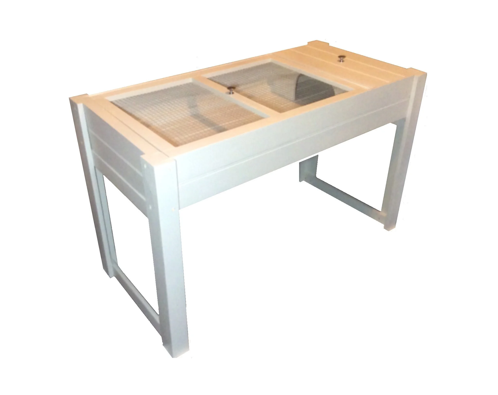Tortoise Table Large With Mesh Lid, Stand And Lamp Arm In White