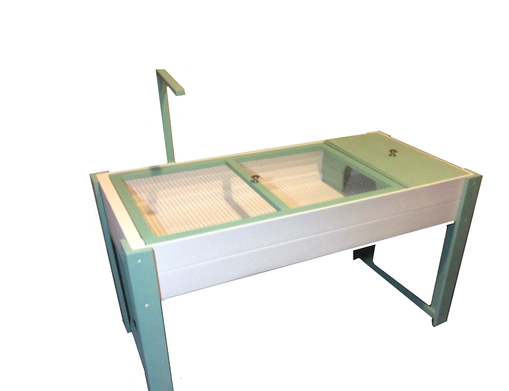 Tortoise Table Large With Legs, Mesh Lid And Lamp Arm In White/Green