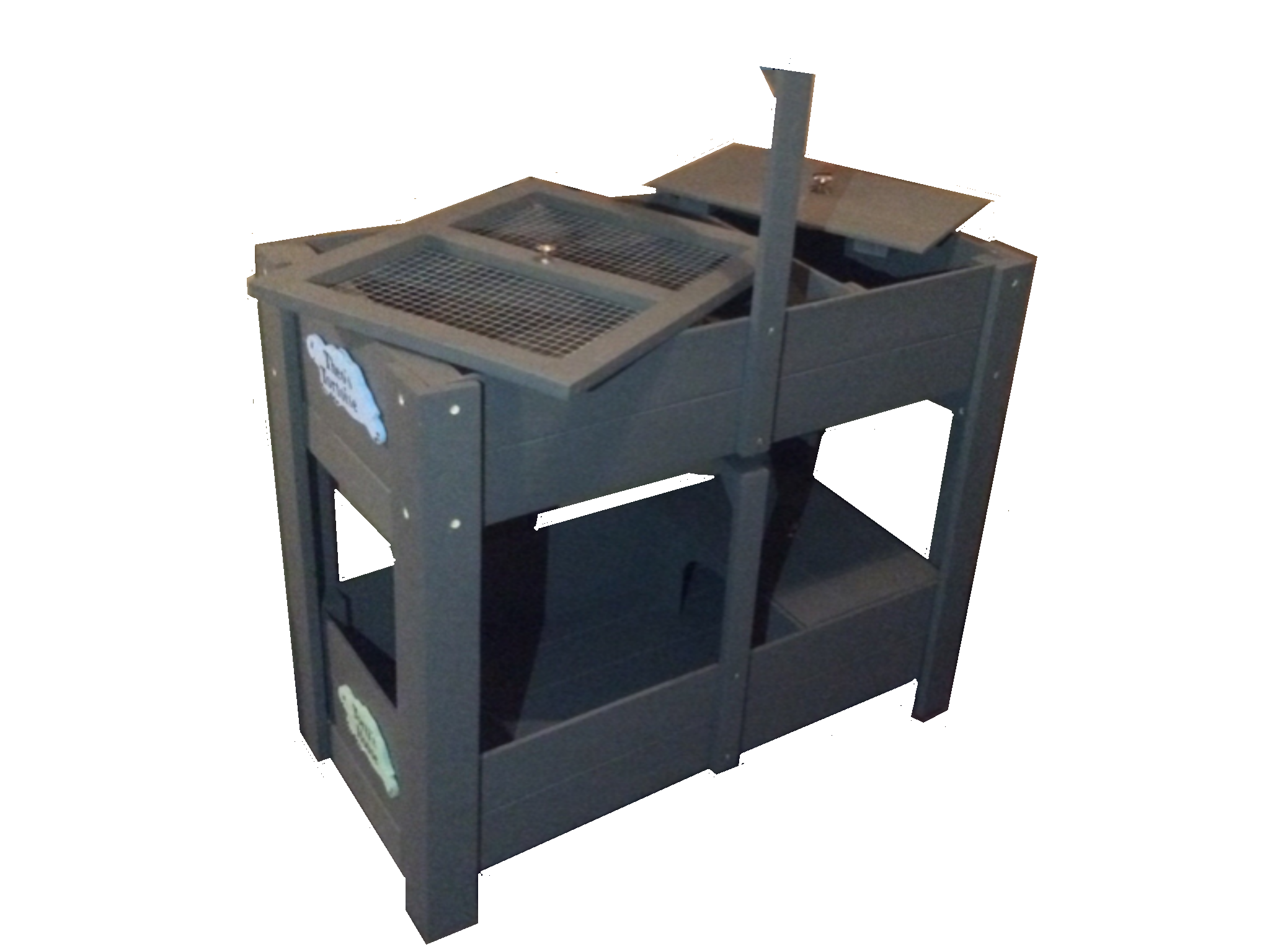 Tortoise Table Two Tier With Legs, Mesh Lids & Lamp Arms In Grey