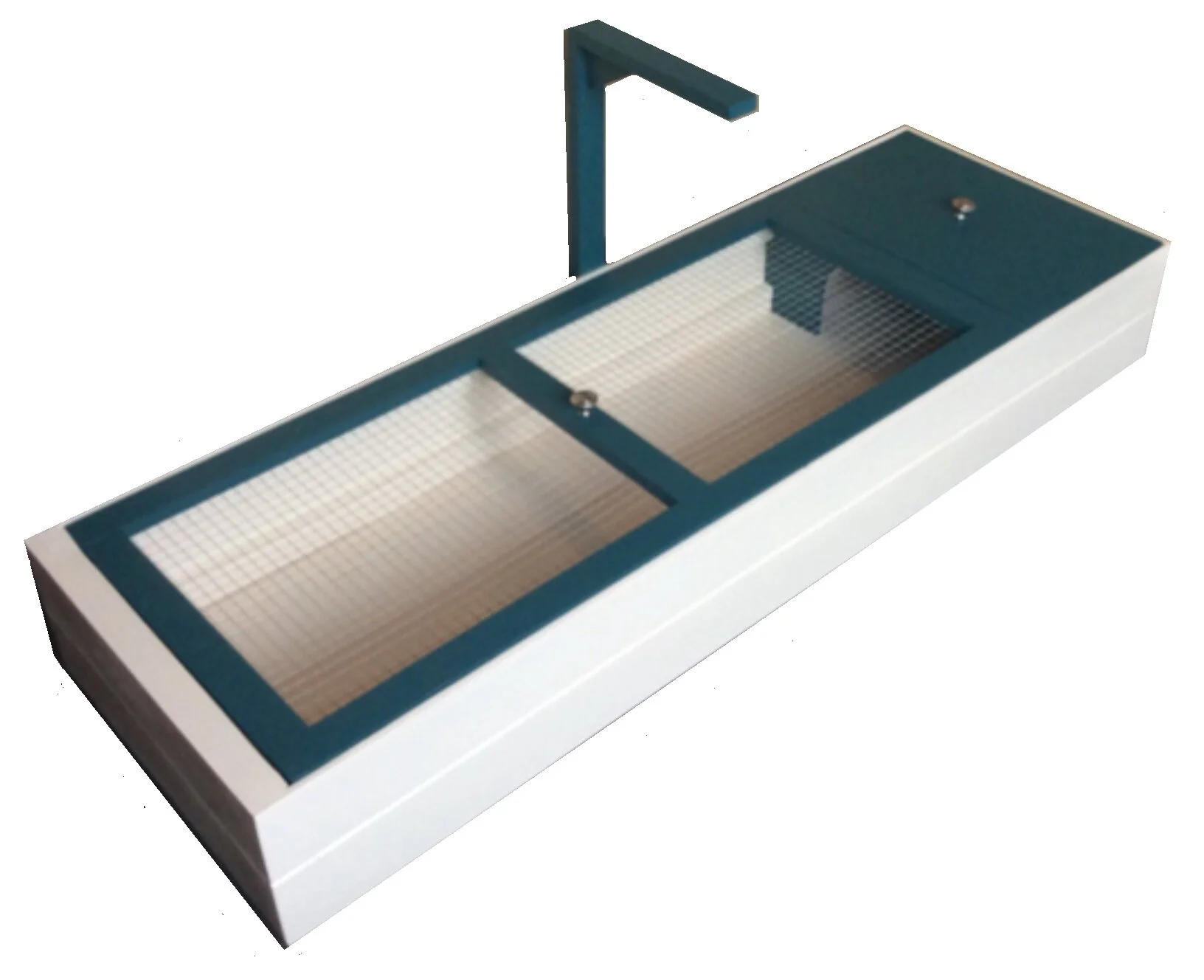Tortoise Table Large With Mesh Lid And Lamp Arm In White/Teal