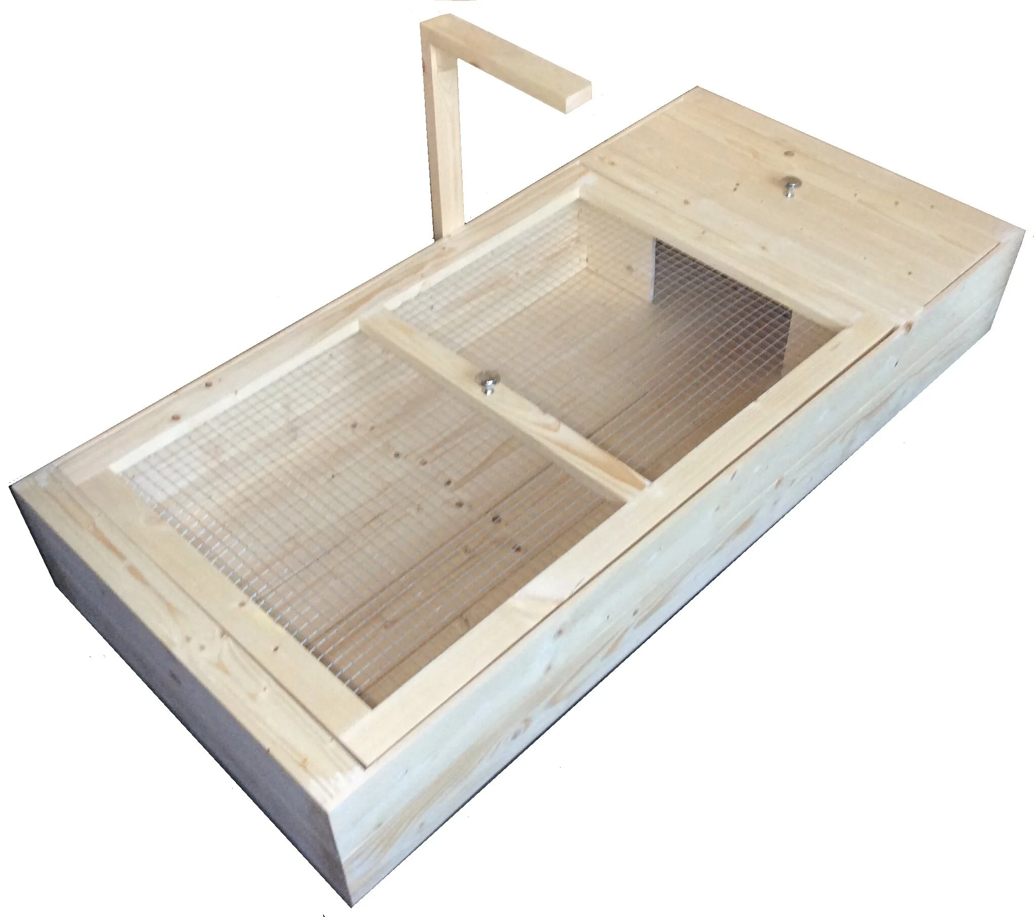 Tortoise Table Large With Mesh Lid And Lamp Arm In Natural Wood