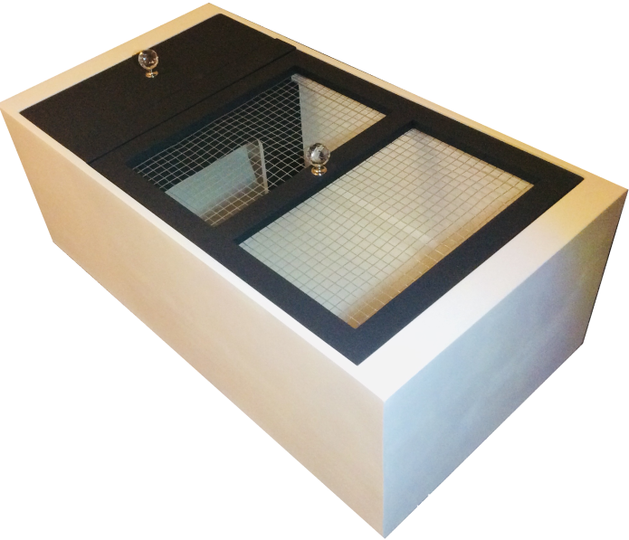 Tortoise Table With Mesh Lid and Lamp Arm In White/Grey