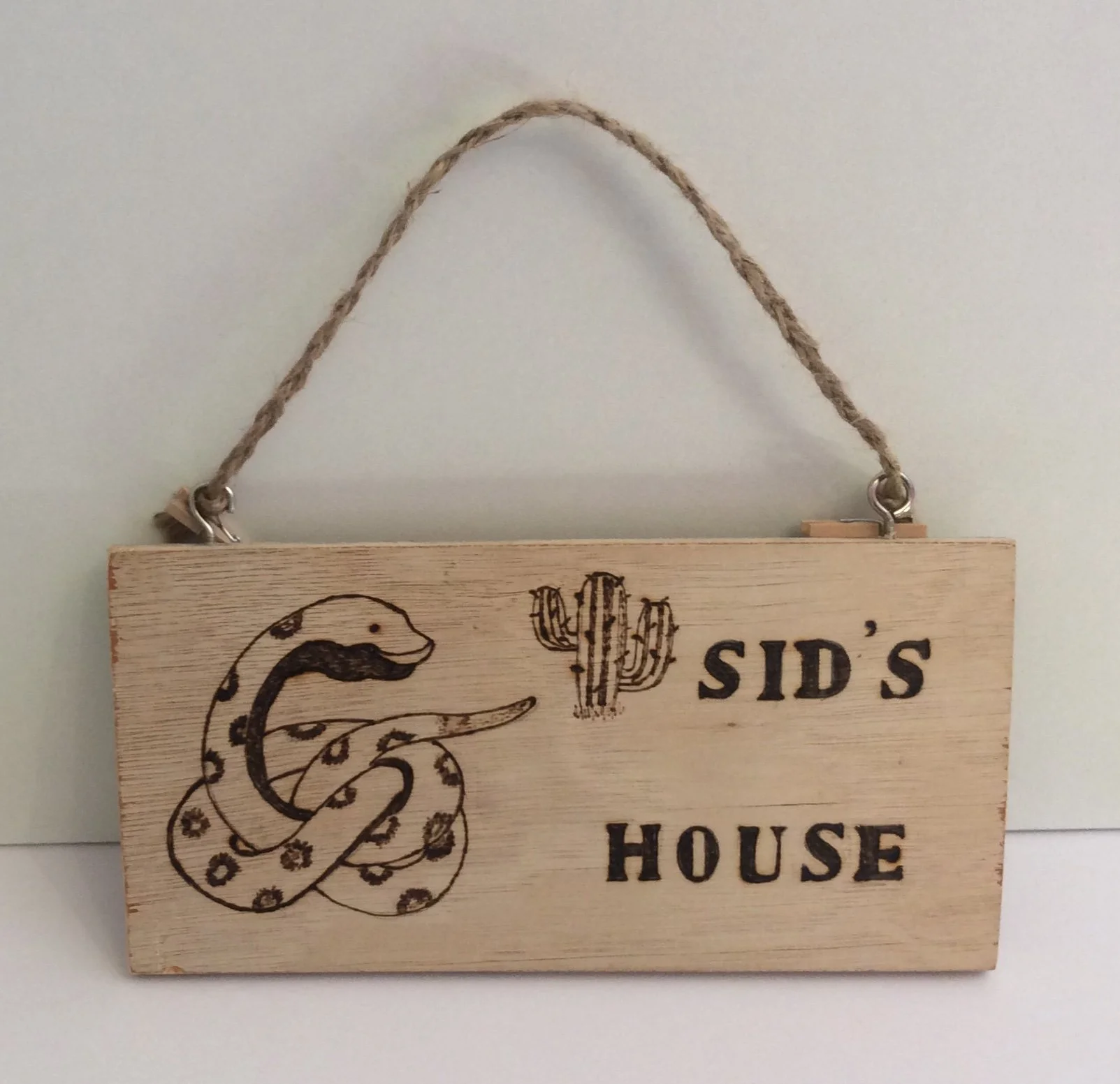 Wooden Pet Snake Name Plaque Pyrography Vivarium House Sign
