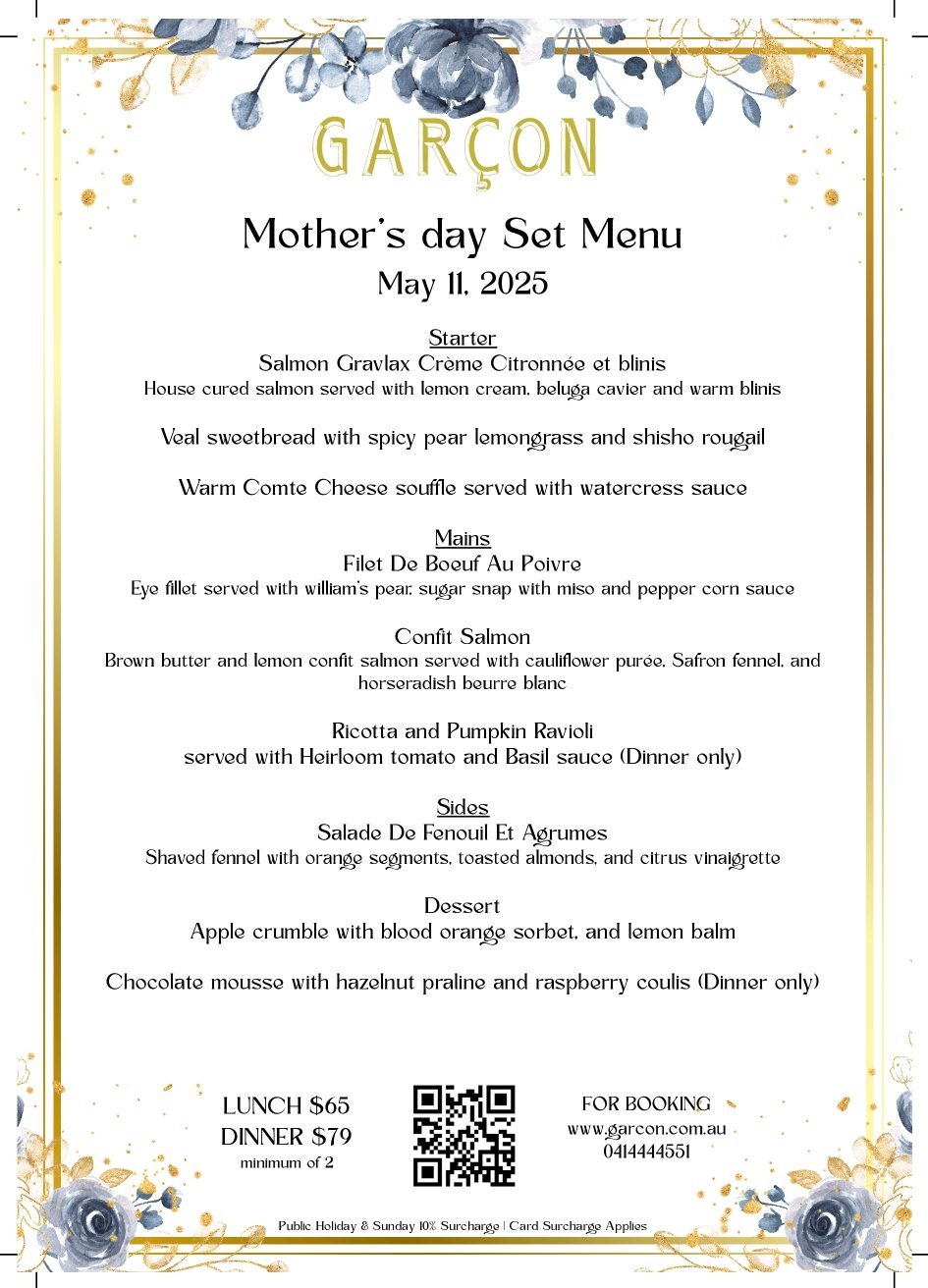 Mother’s Day Set Menu at GARÇON