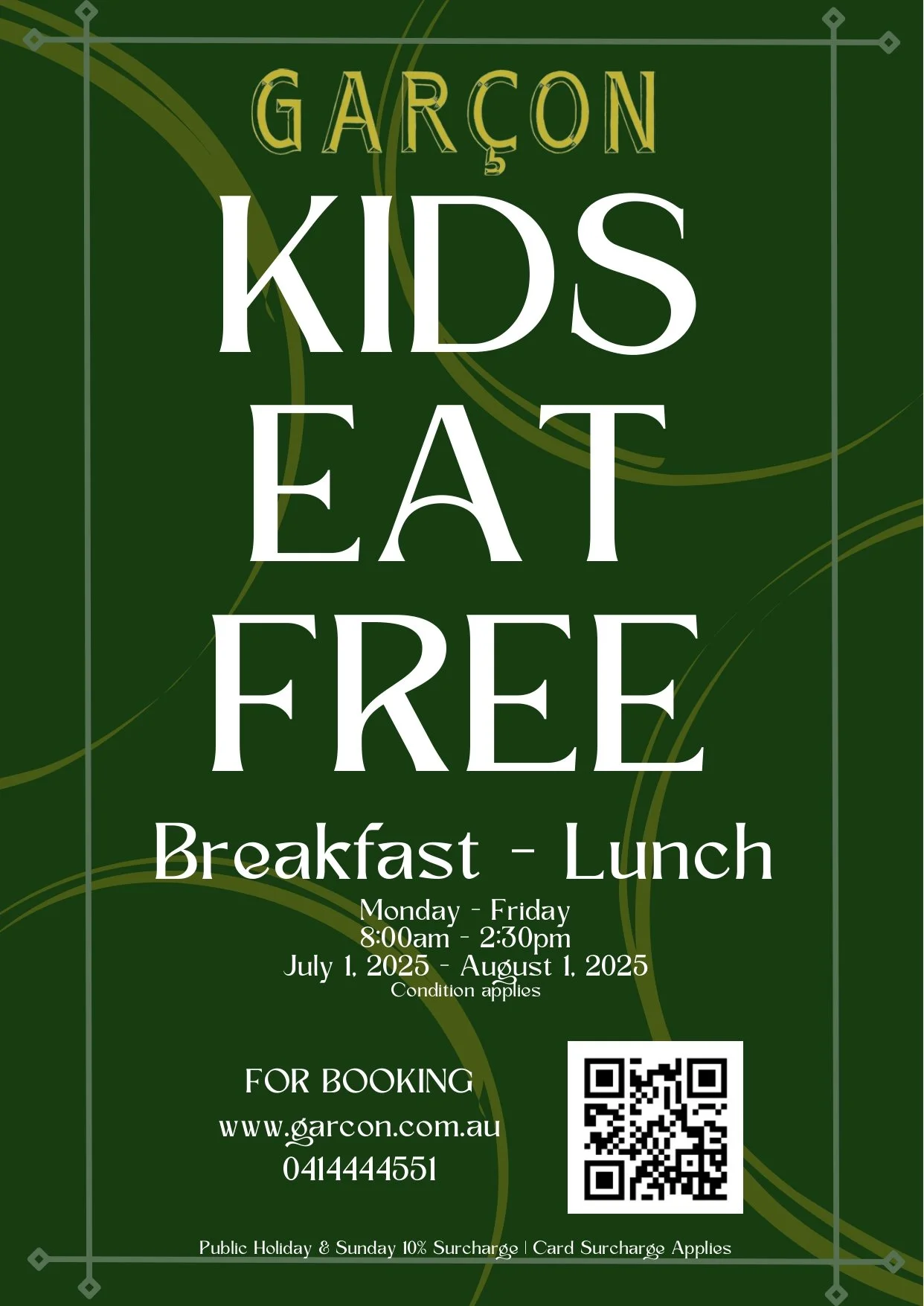 Kids Eat Free – Garçon's Weekday Delight!