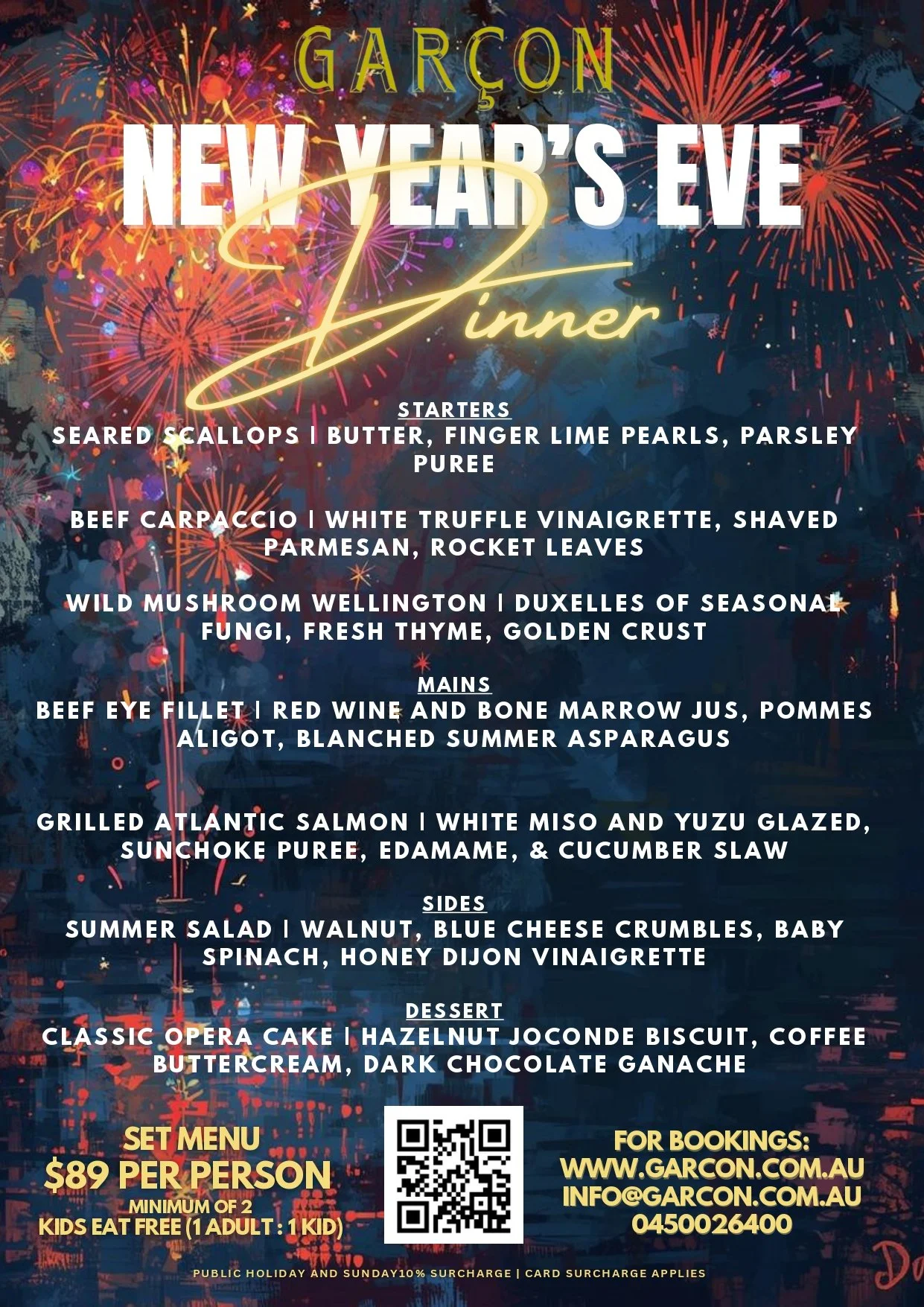 GARÇON New Year’s Eve Gala Dinner – A Luxurious Four-Course Celebration to Welcome 2026 🎉🥂