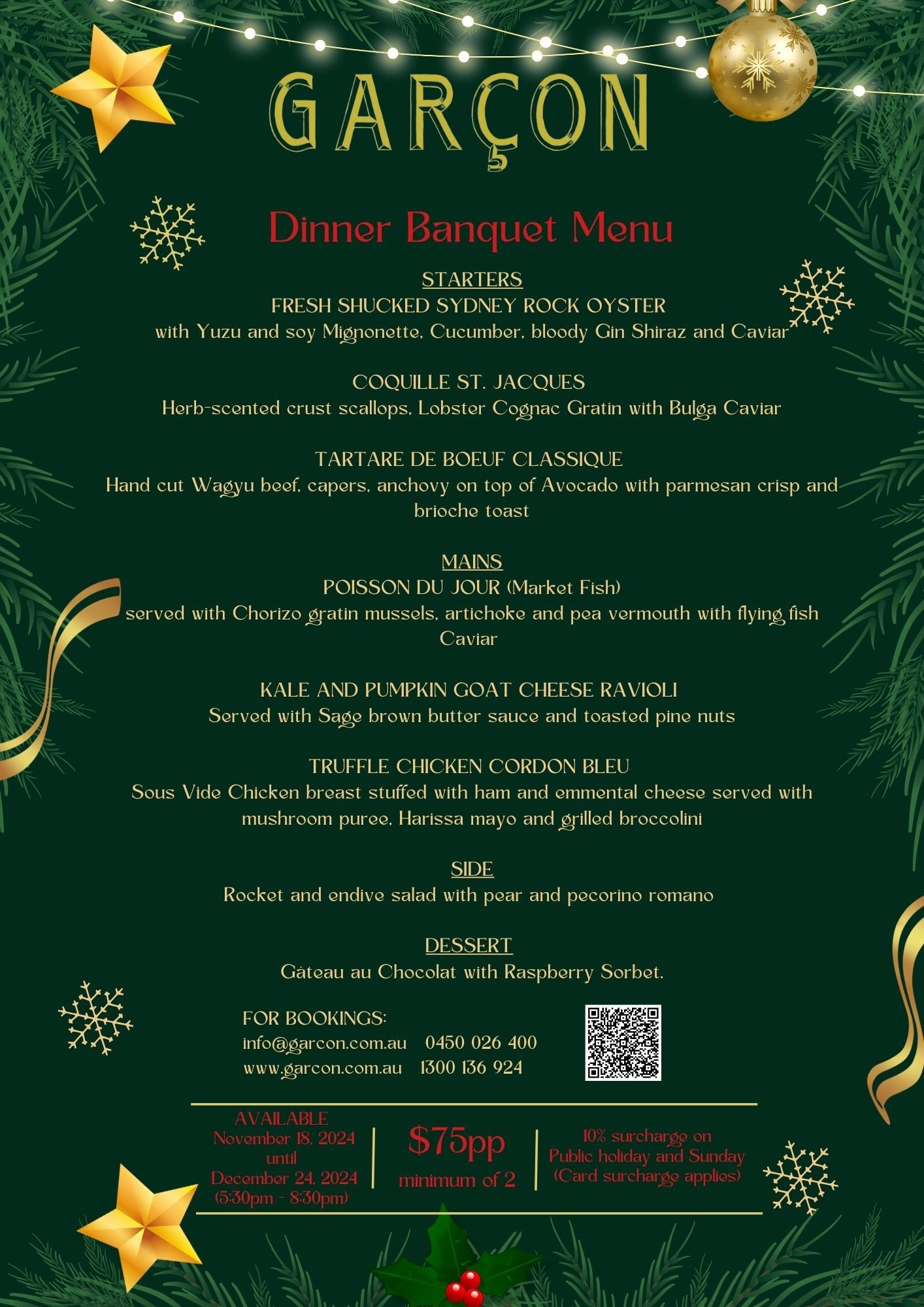 Dinner Banquet Menu