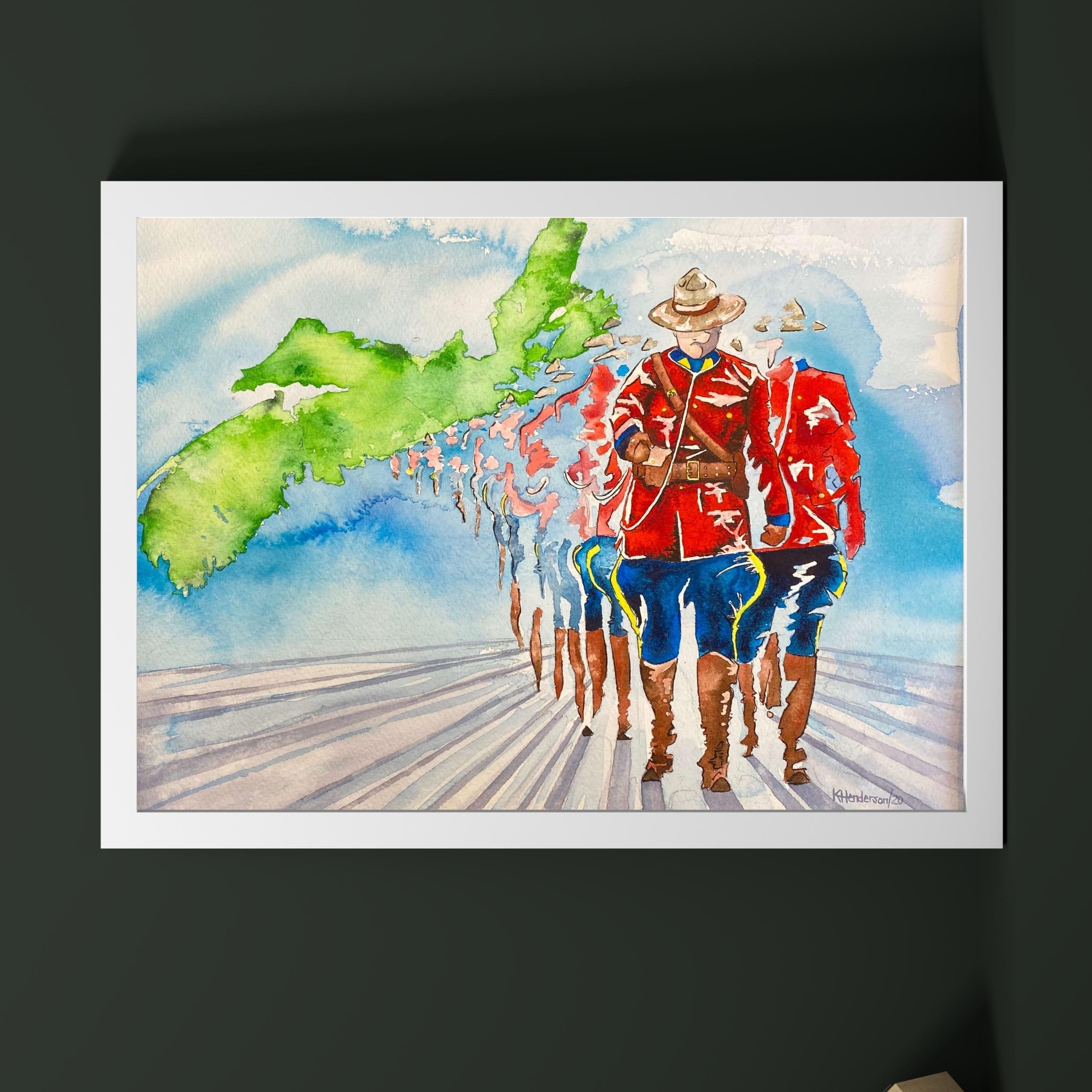 Nova Scotia RCMP Watercolor Painting