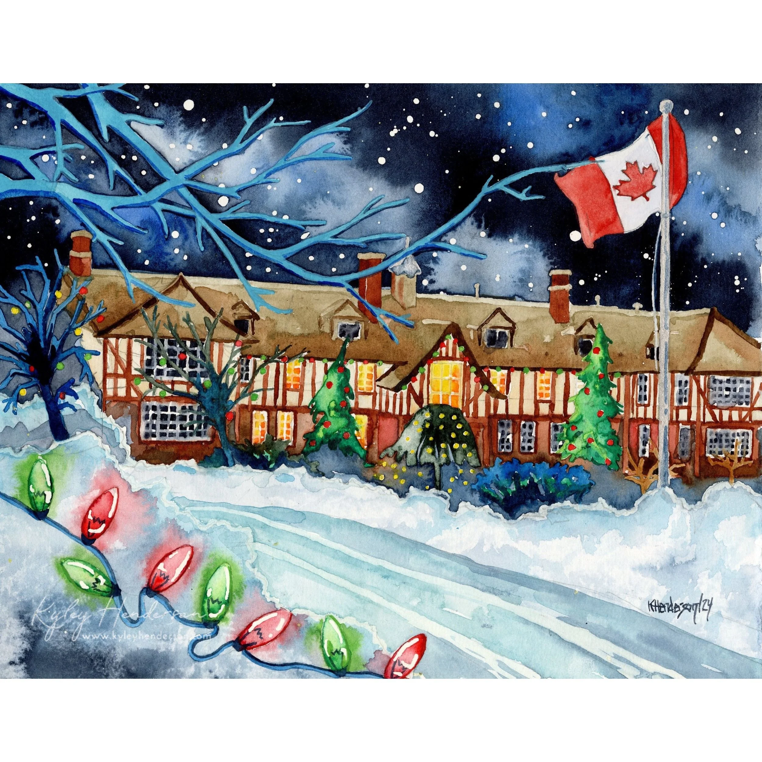 Winter Memories at Fairmont Barracks 2024 8x10" Watercolor