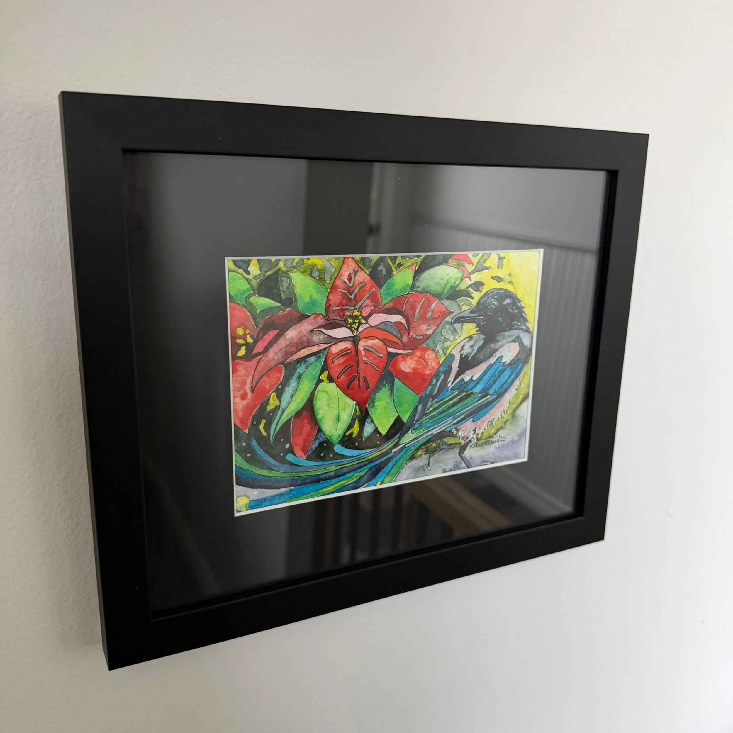 Magpie's Poinsettias Framed.jpg