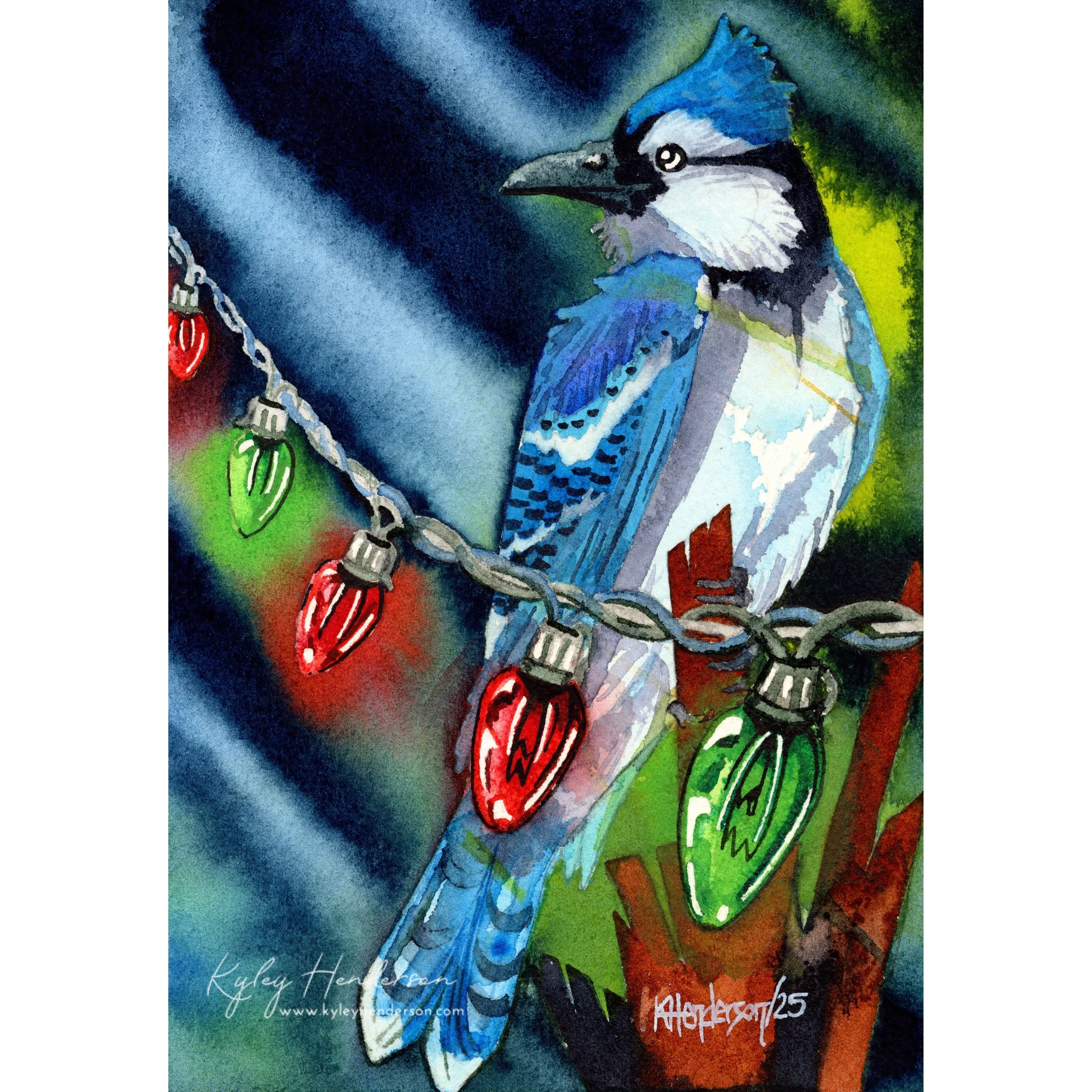 Blue Jay Holiday 2025 5x7" Watercolor [SOLD Raymond, AB]