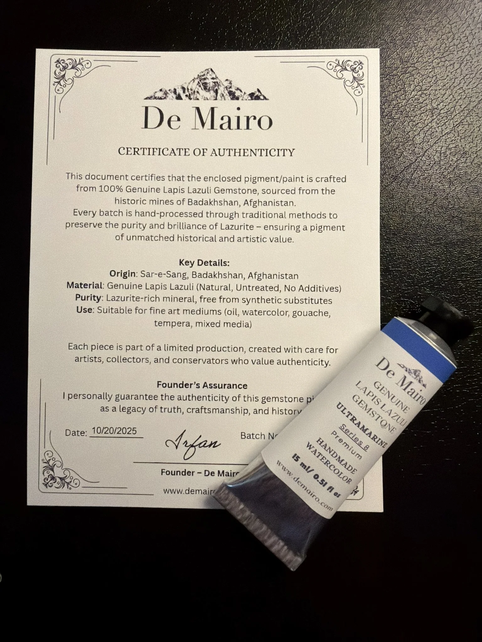 Lapis Lazuli Paint Certificate of Authenticity.JPEG