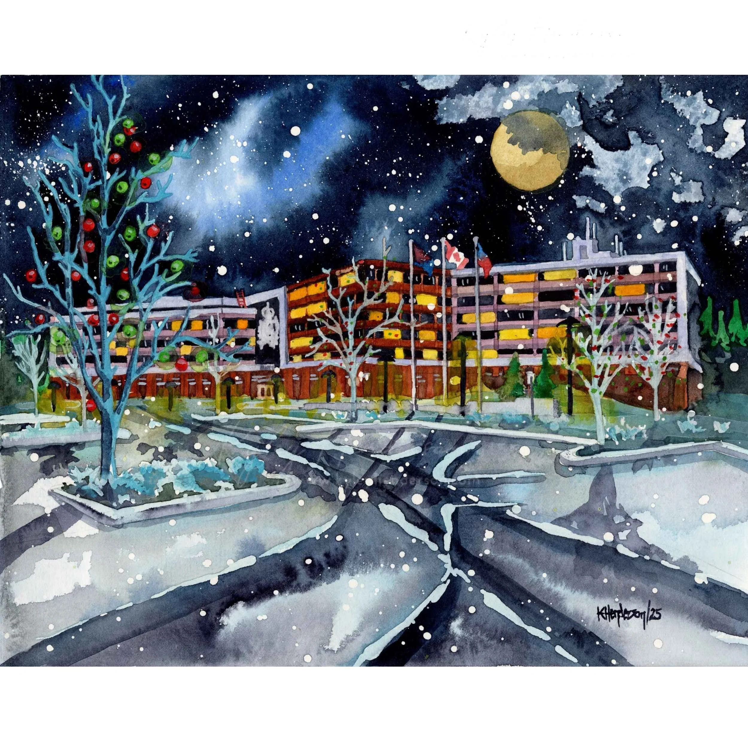 Season's Peace at Headquarters 2025 8x10" Watercolor
