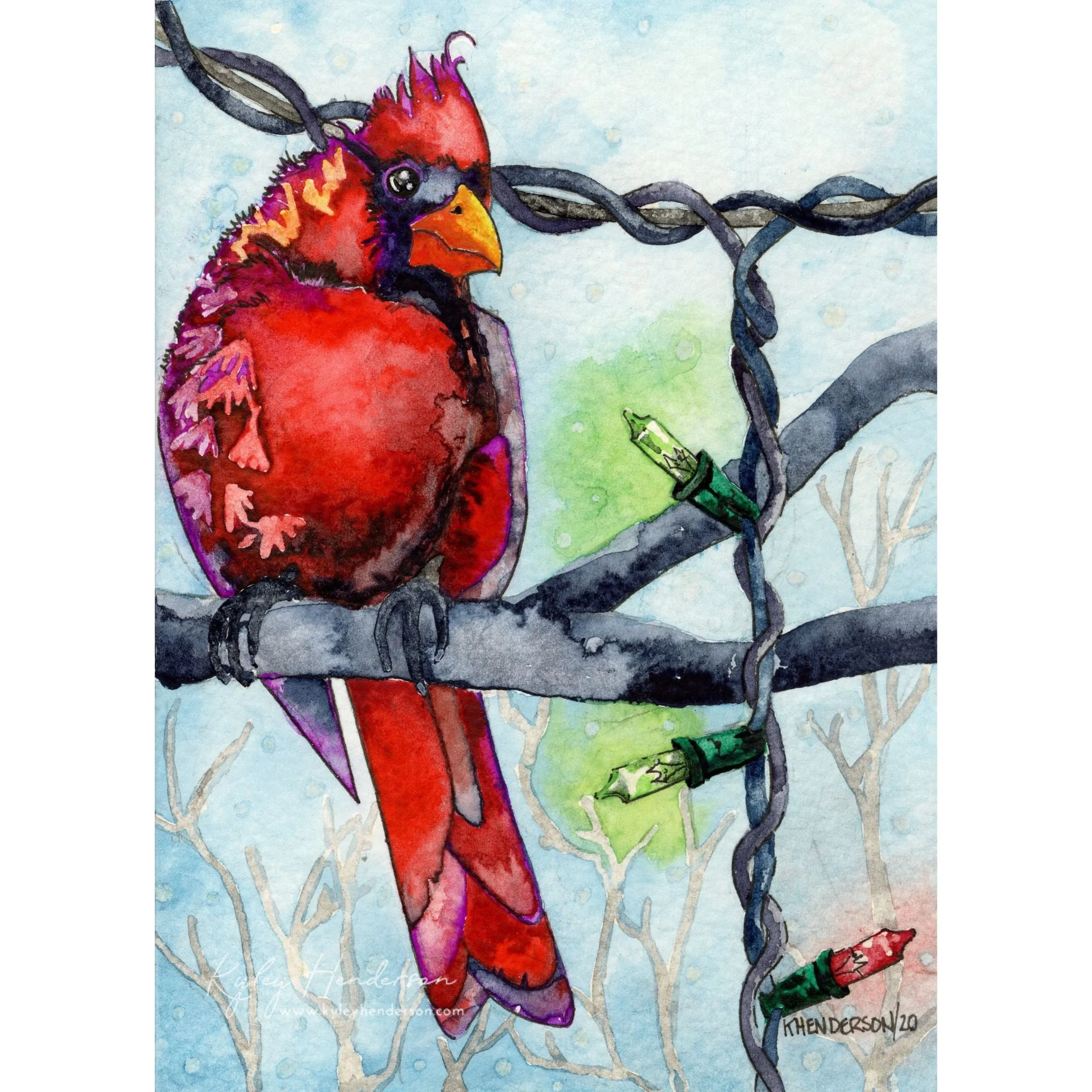 Thoughtful Cardinal 2020 5x7" Watercolor