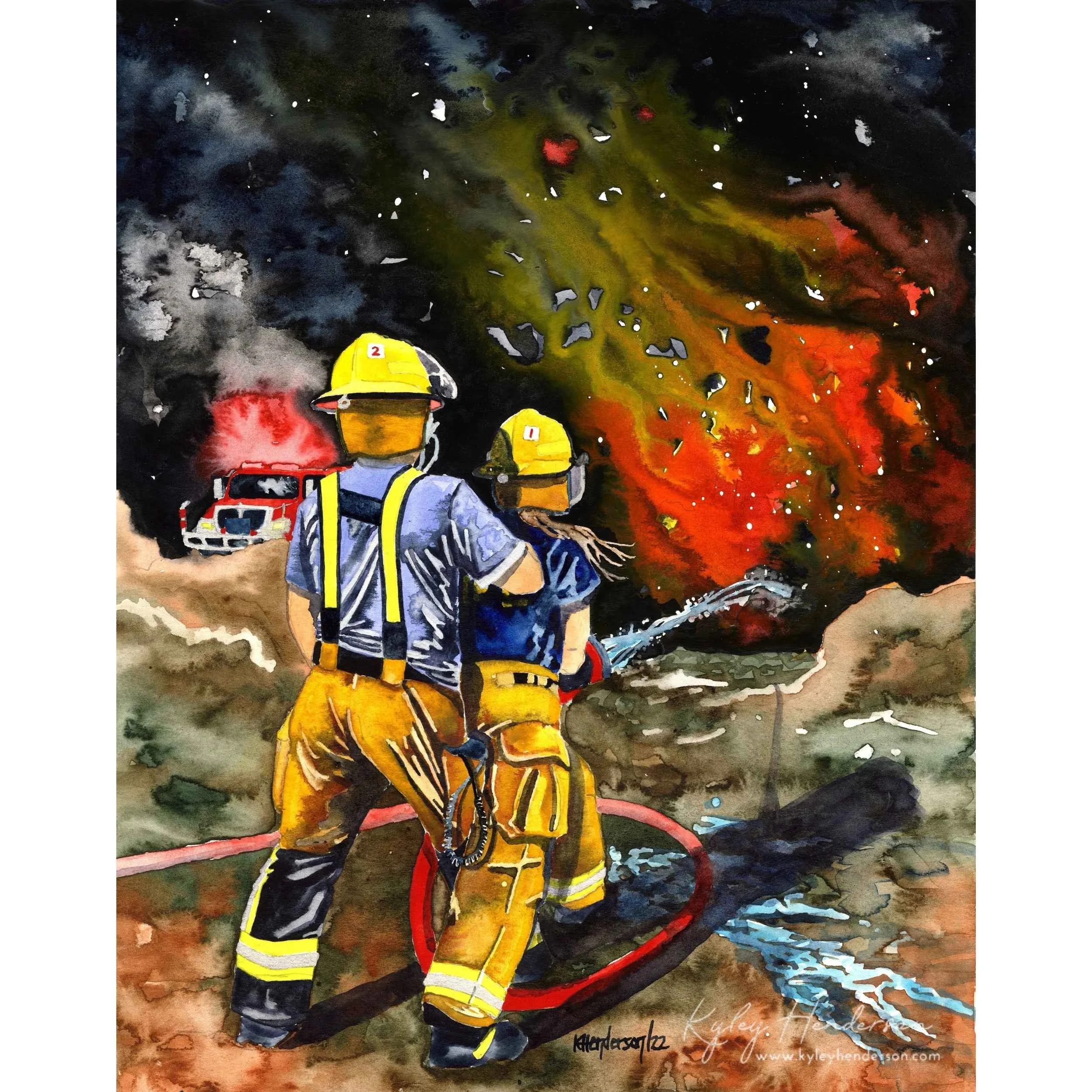 Standing Our Ground
2022
11x14" Watercolor.
Rocky View Fire Crew