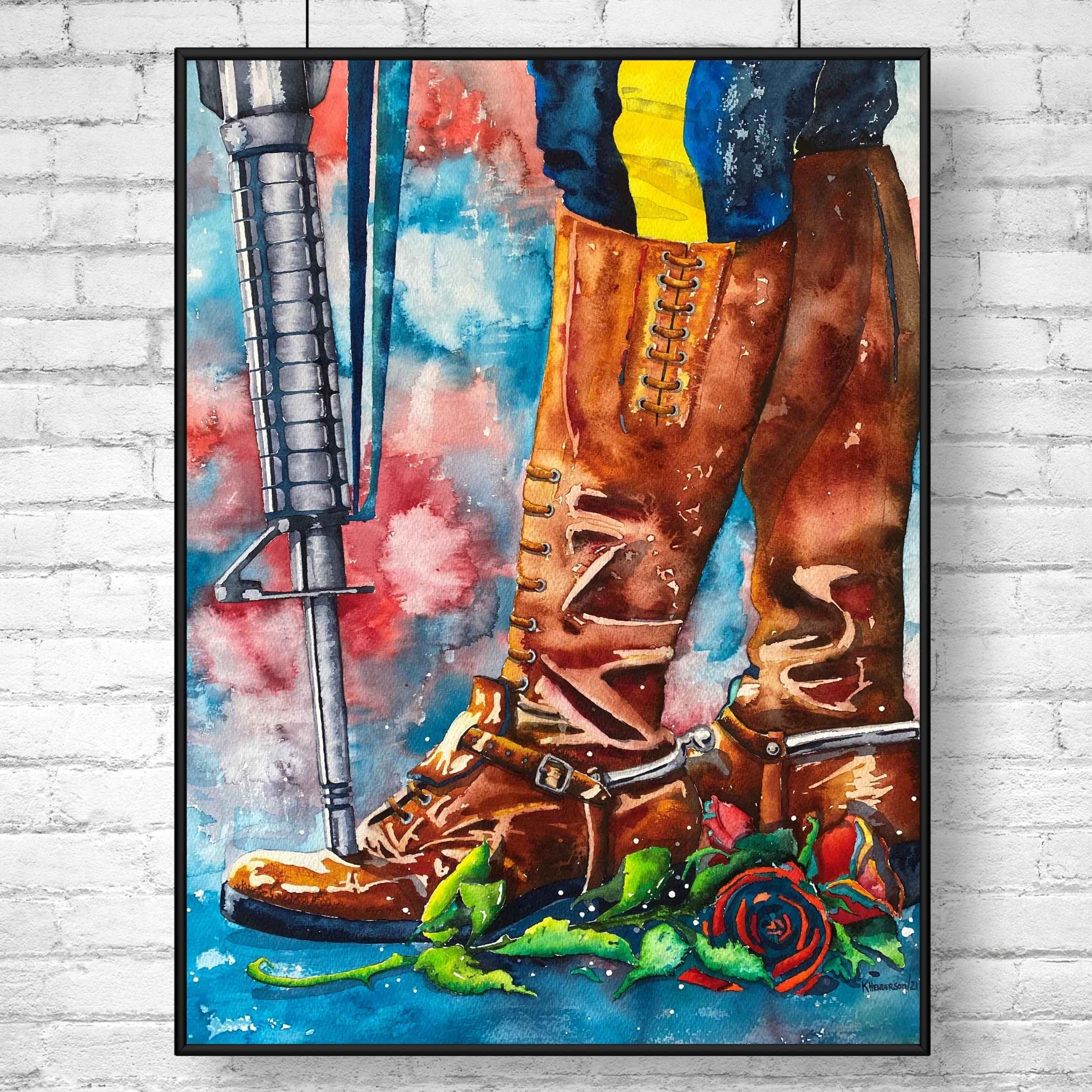 RCMP Riding Boots Watercolor Painting