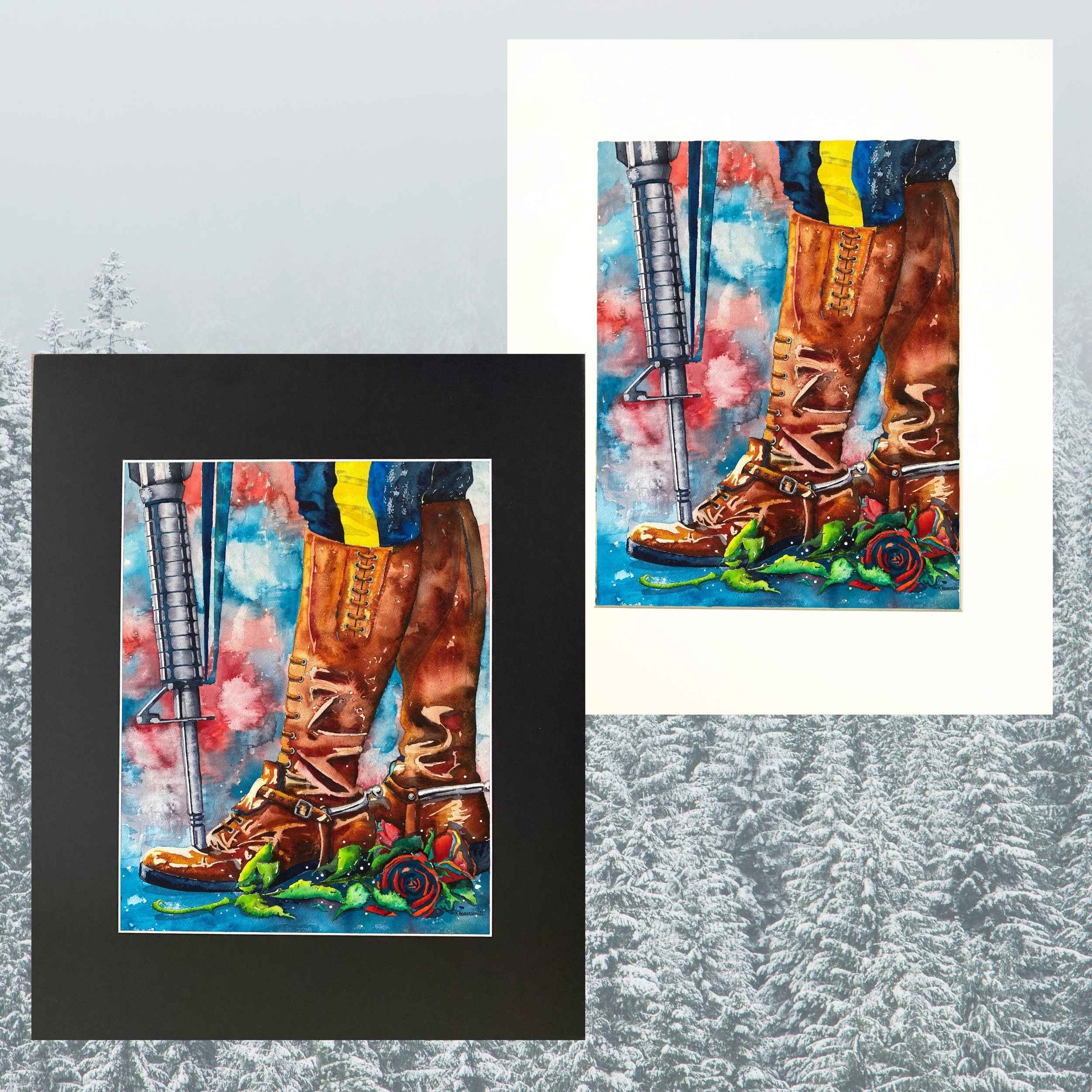 RCMP Riding Boots Watercolor Painting