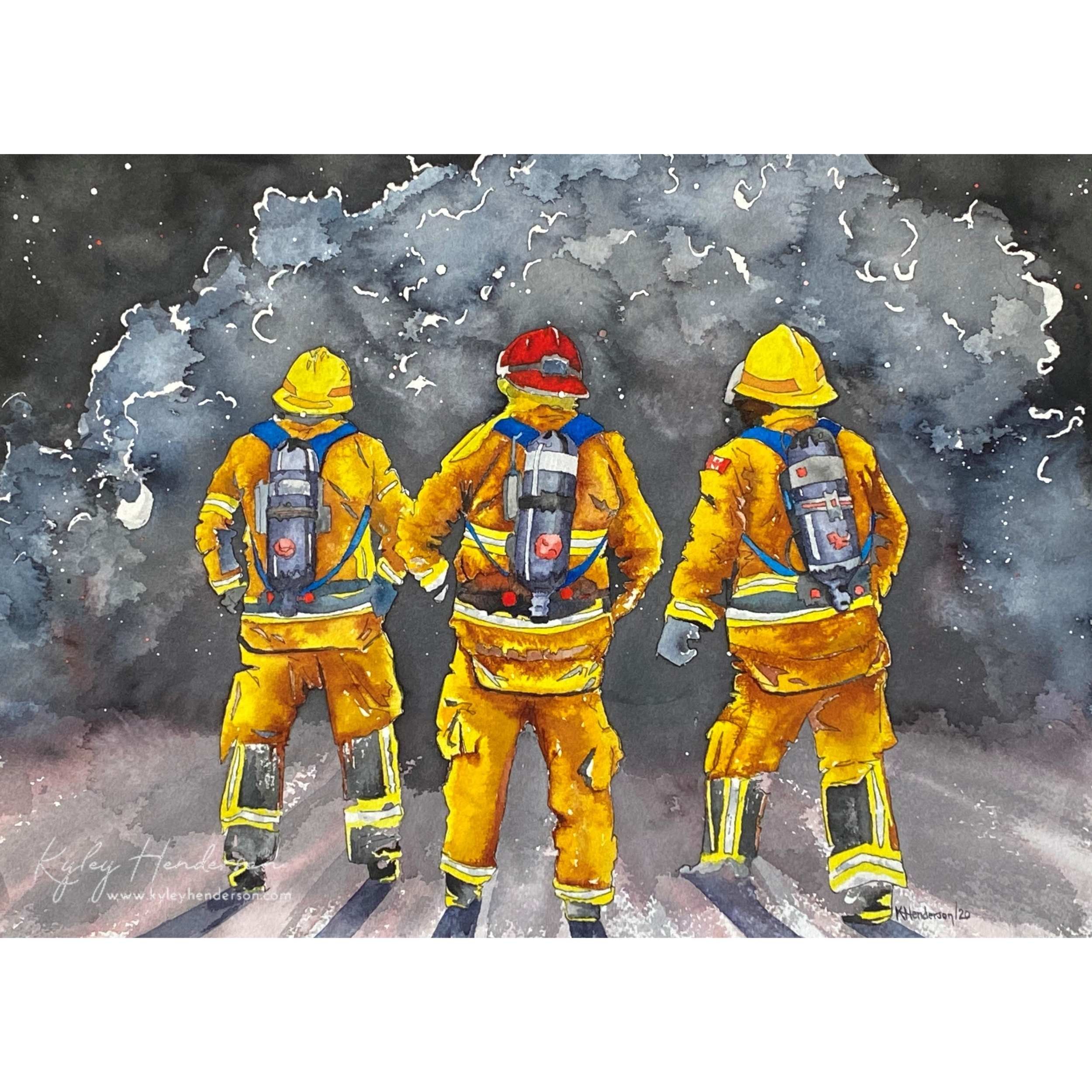 Into The Fire
2020
11x15" Watercolor.
Rocky View Fire Crew
