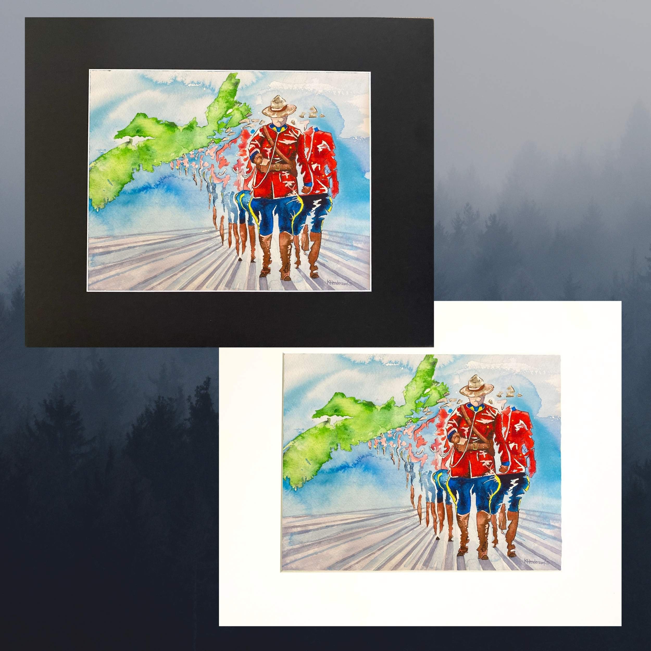 Nova Scotia RCMP Watercolor Painting