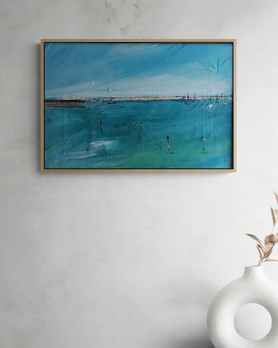 It is amazing how paintings come alive when they are framed. My in-house framer @manningwarob has just framed Koombana III in a  floating frame and it just pops! 
It is available for sale.  DM me or pop over to my website  www.diananeggoartist.com.
S