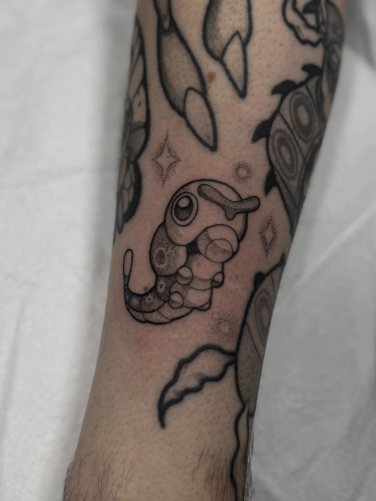 Added a Caterpie to this insect type pokemon sleeve in progress
