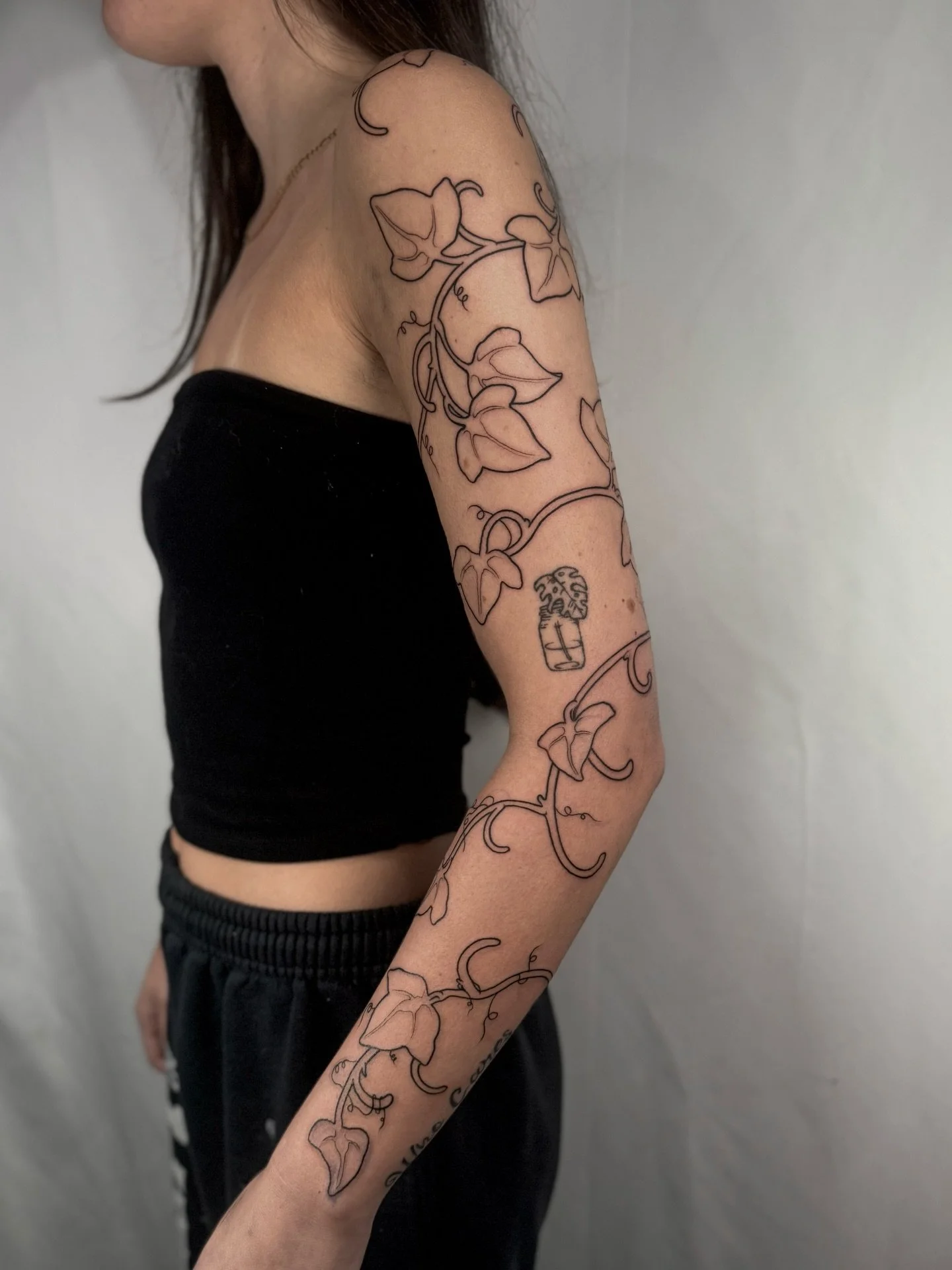 Progress on this ivy vine full arm wrap tattoo from today🌱🍃 Book @ allghastlytattoos.com