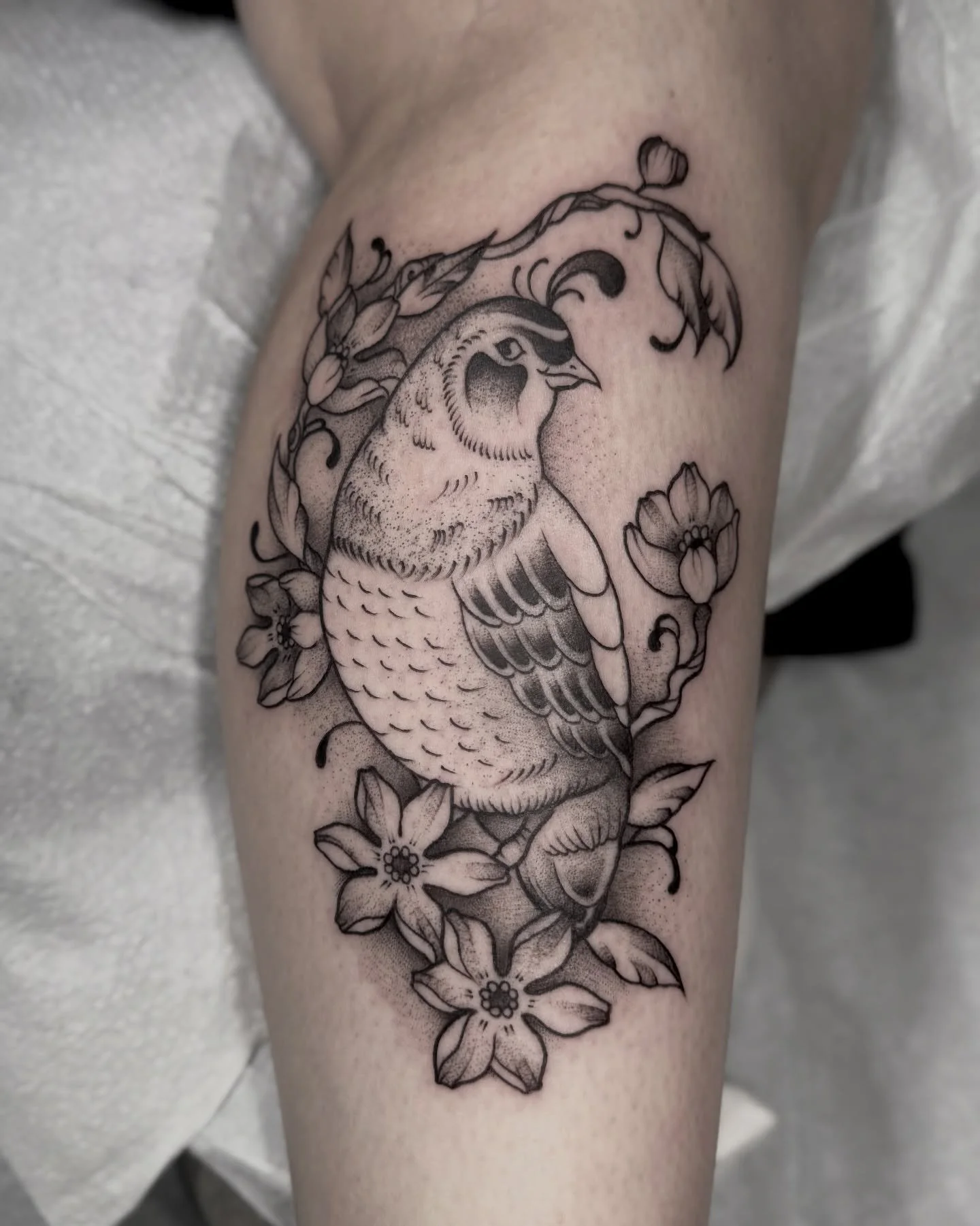 Had a fun time working on this quail tattoo with my dear client @wildroseeugene