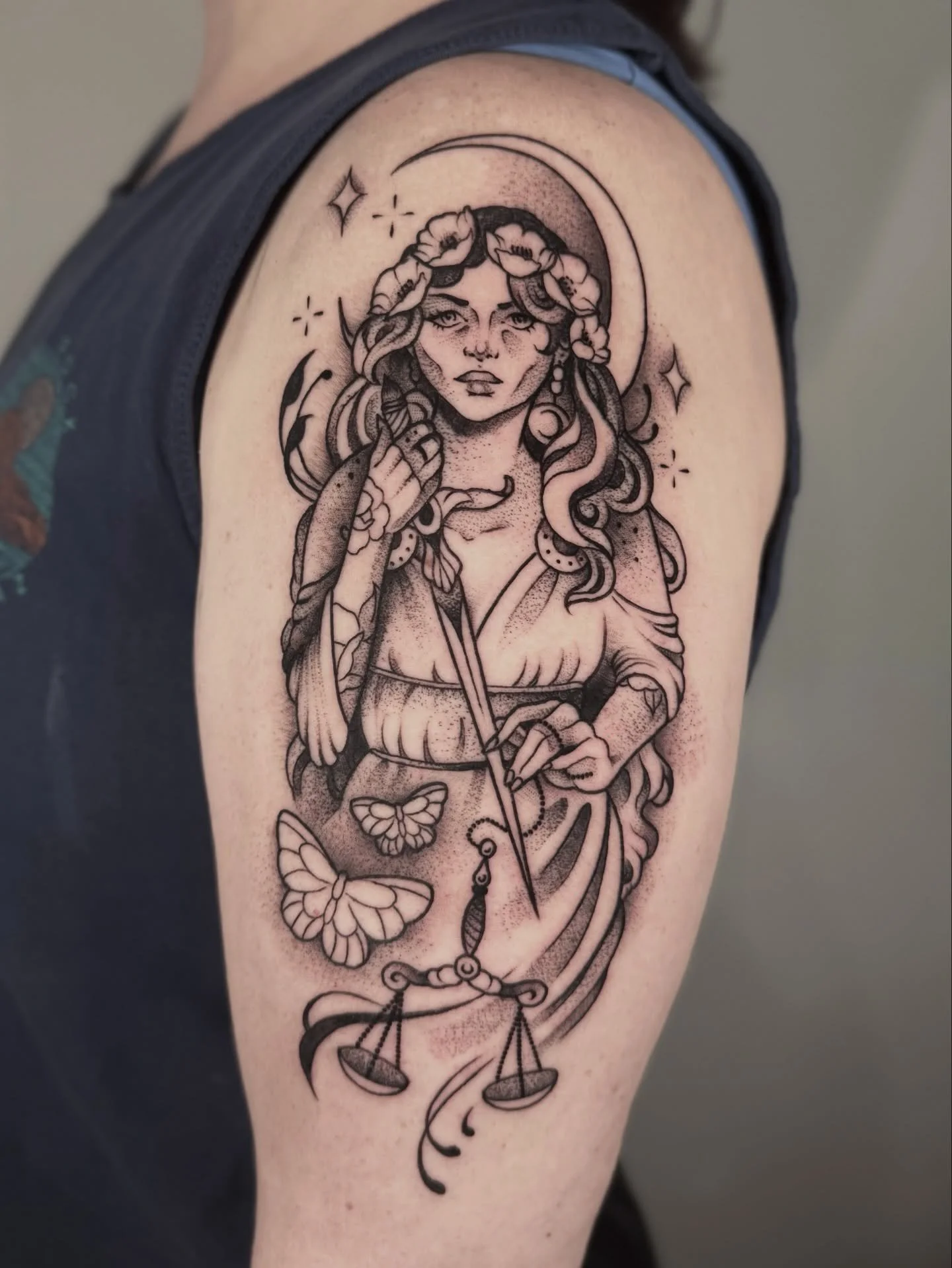 Lady Justice sees it all, swipe to see some other tats I&rsquo;ve done recently❤️