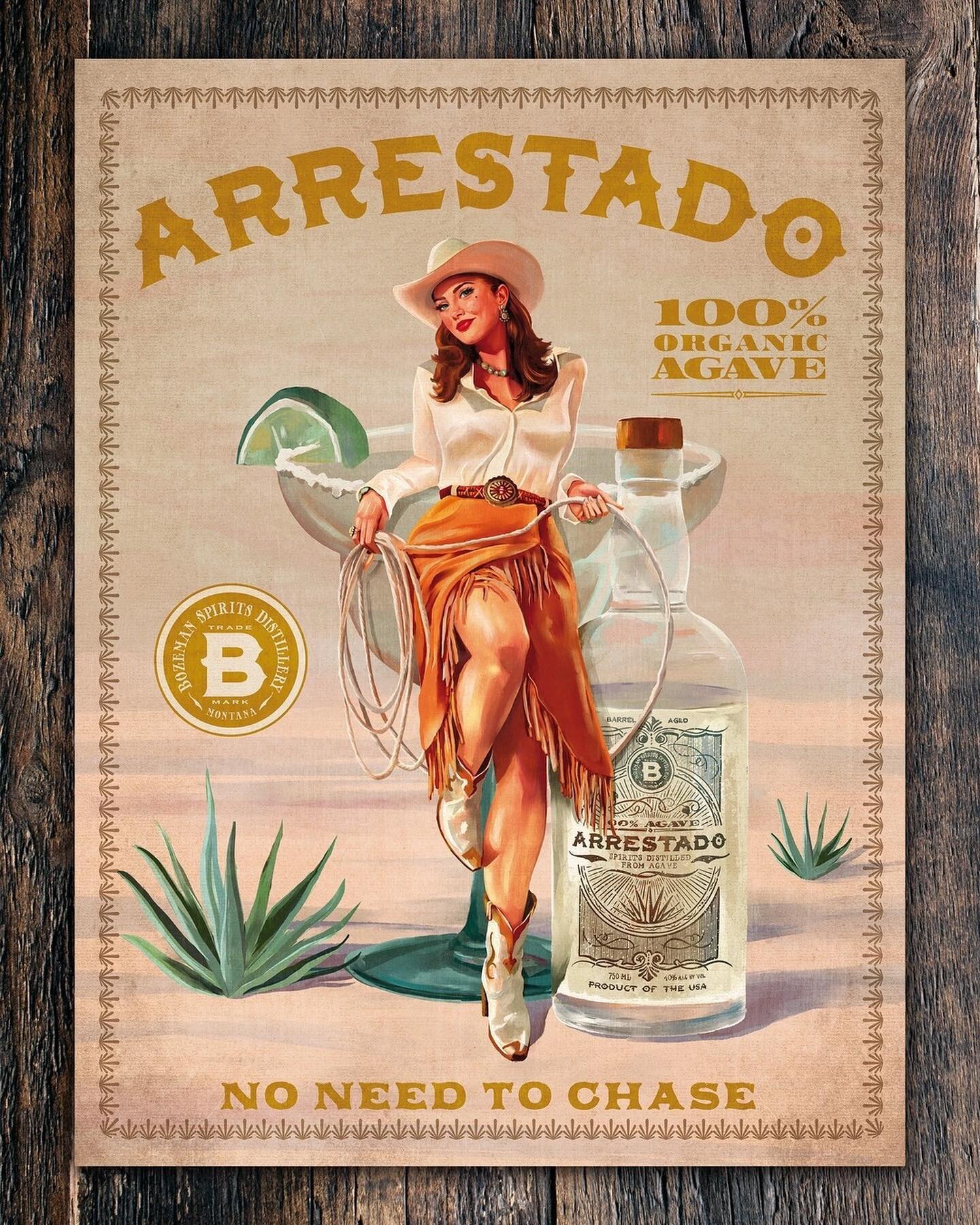 Arrestado illustration for Bozeman Spirits. I wanted to share a little bit of the process here - a lot of my illustrations are based on real folks I photograph myself. I&rsquo;m a bit old school...I use my photography background to capture an awesome