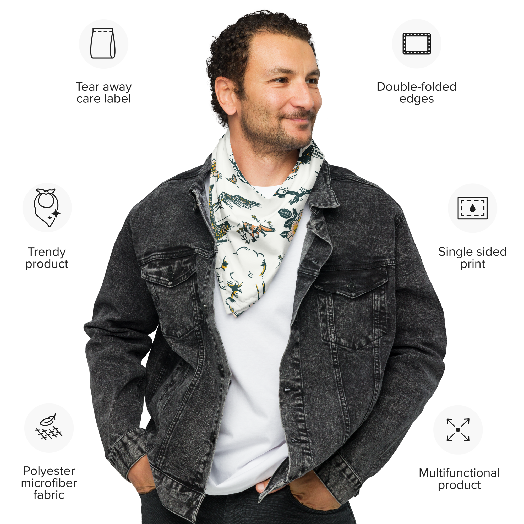 Yellowstone National Park Animal Pattern Bandana