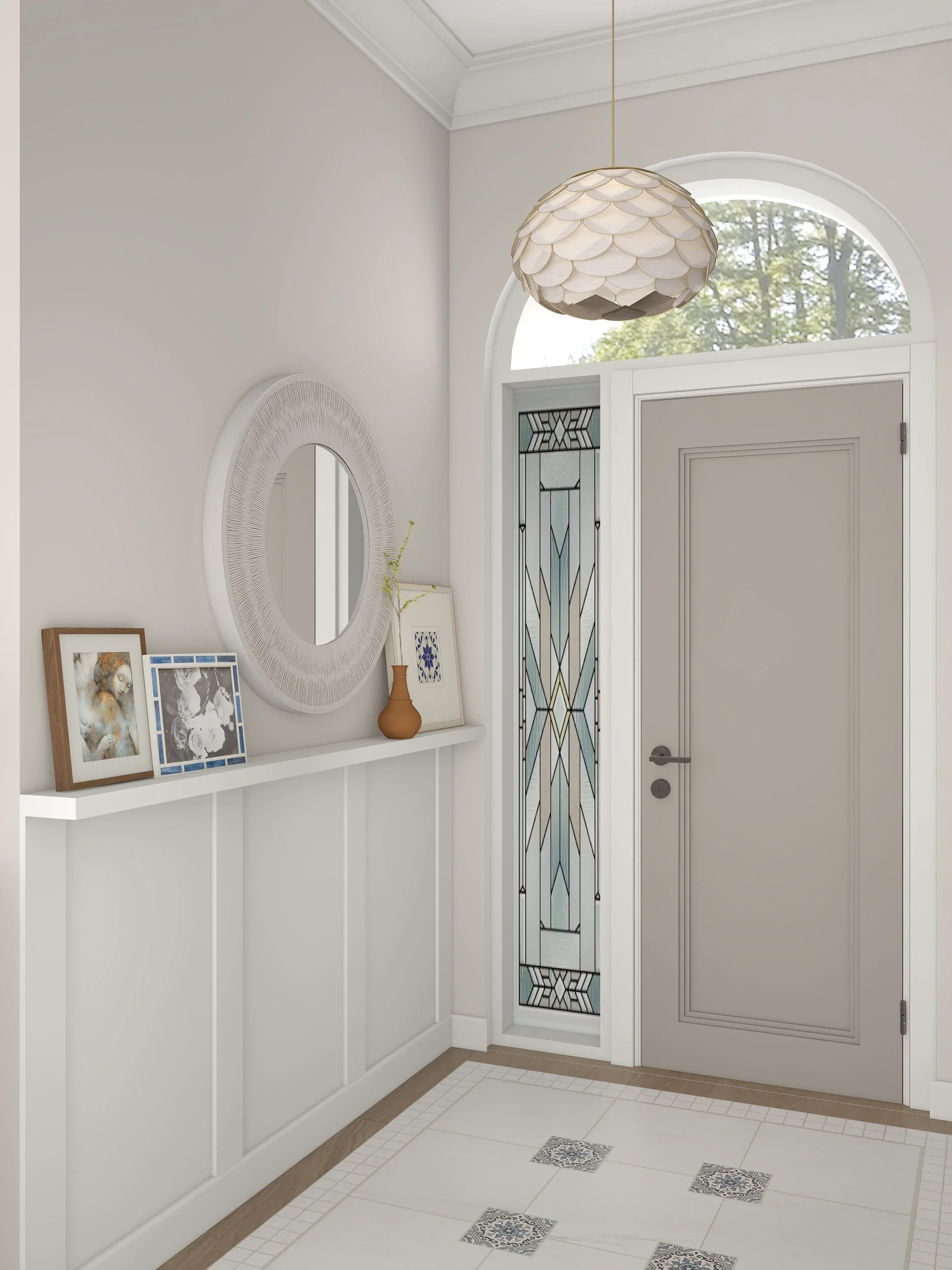 Transitional Foyer 3D photorealistic rendering 1.webp