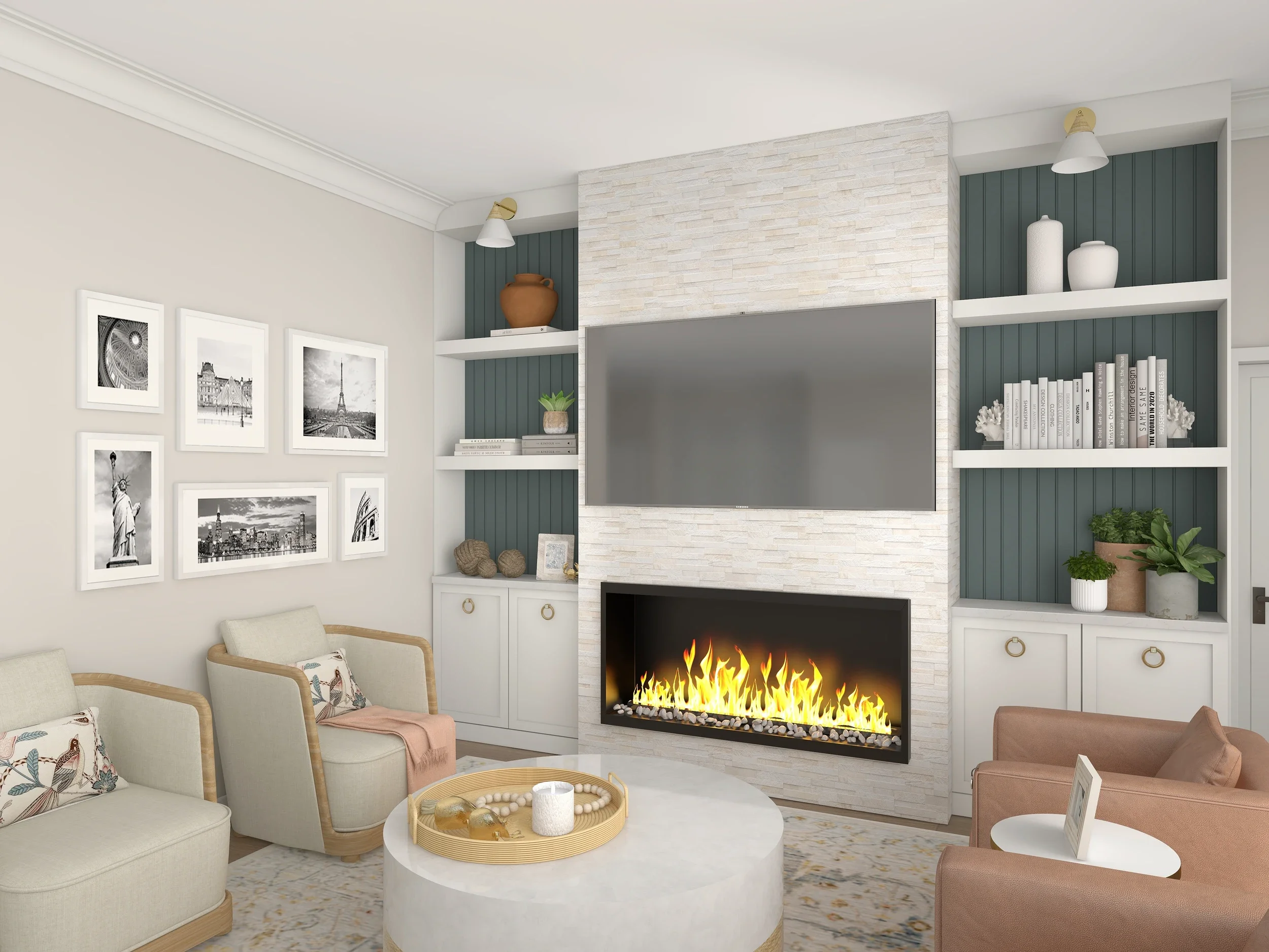 Transition Great Room 3D photorealistic rendering 2.webp