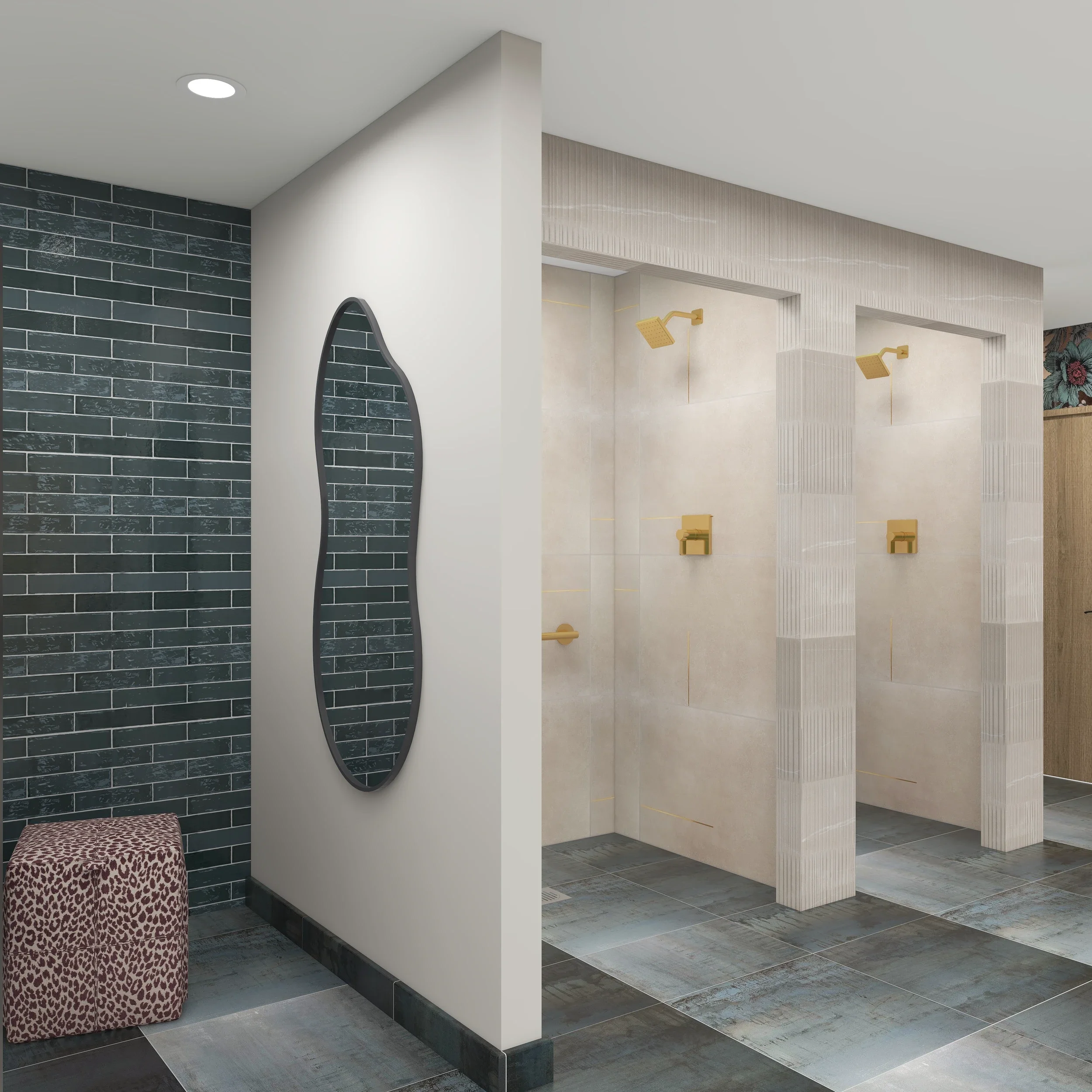 Commercial locker room 3D photorealistic rendering 2.webp