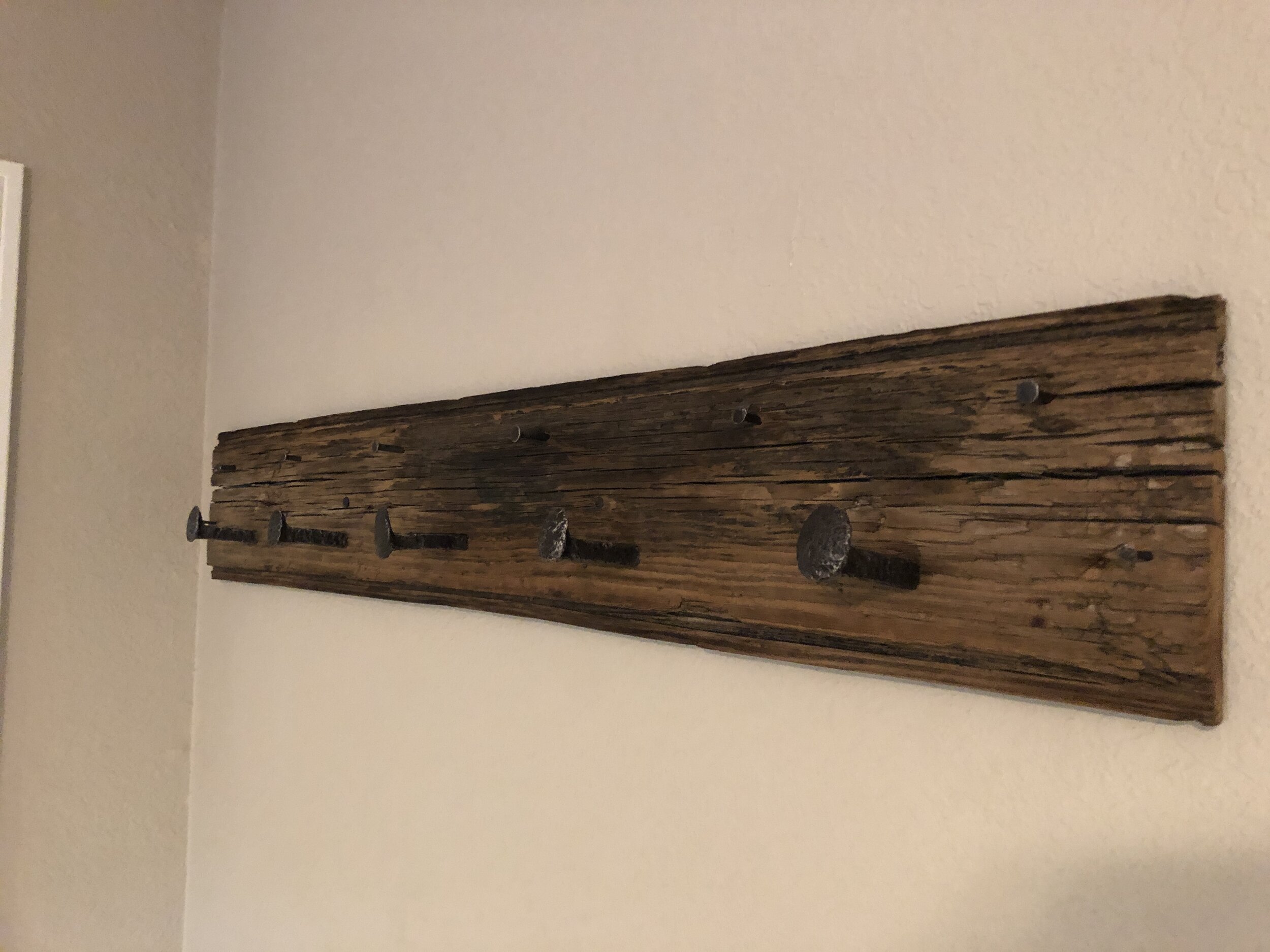 Custom barnwood & RR spike coat rack