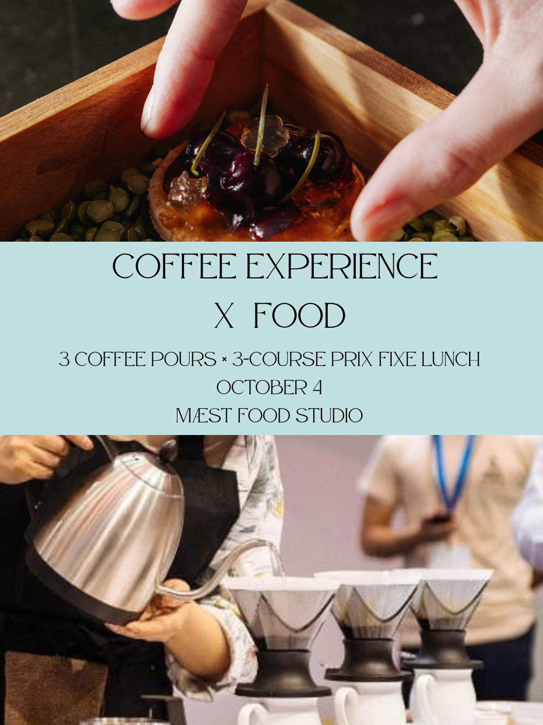 3 Speciality coffee pour-overs & 3 course  lunch