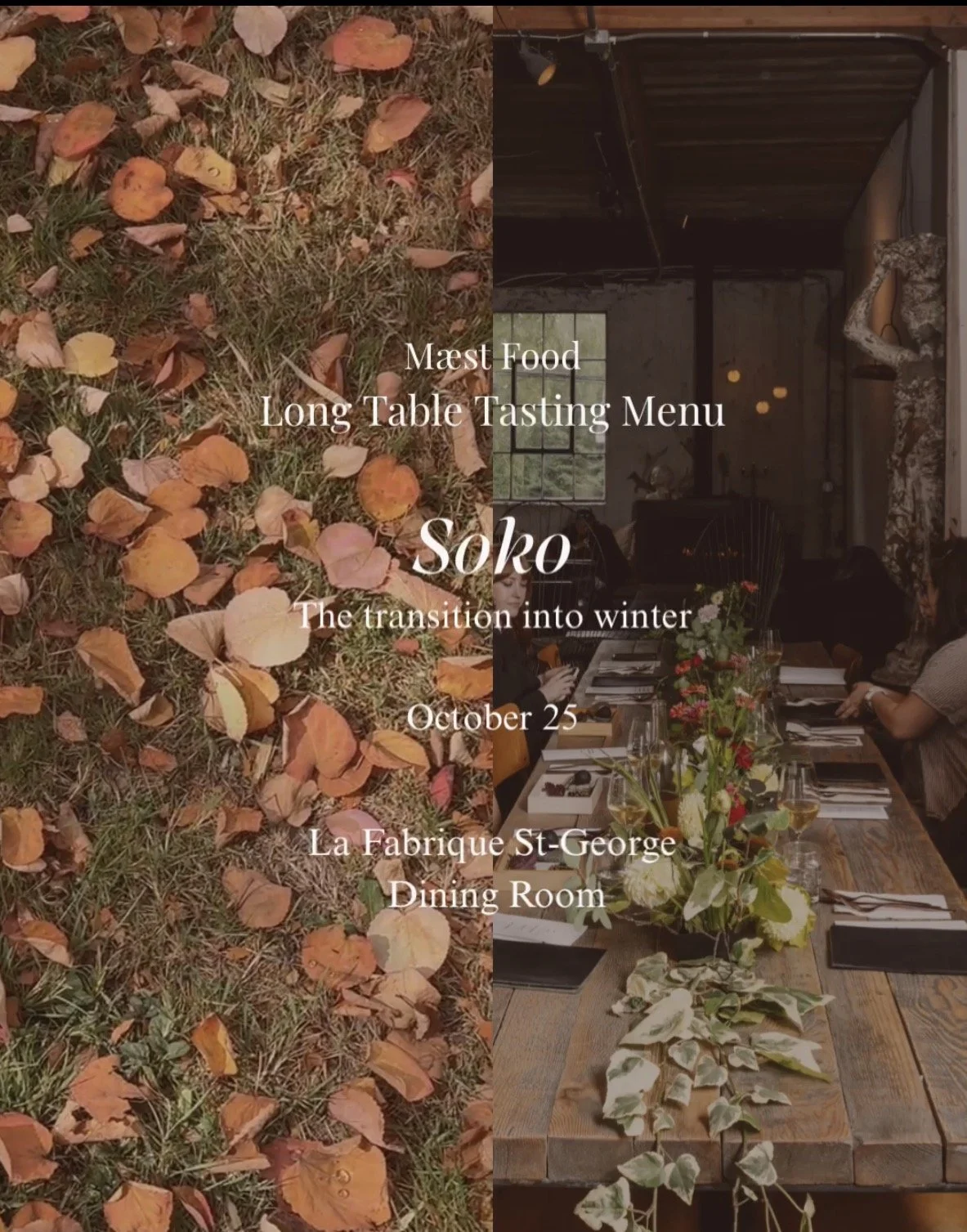 Long Table tasting menu - SOKO -  the transition into winter - October 25