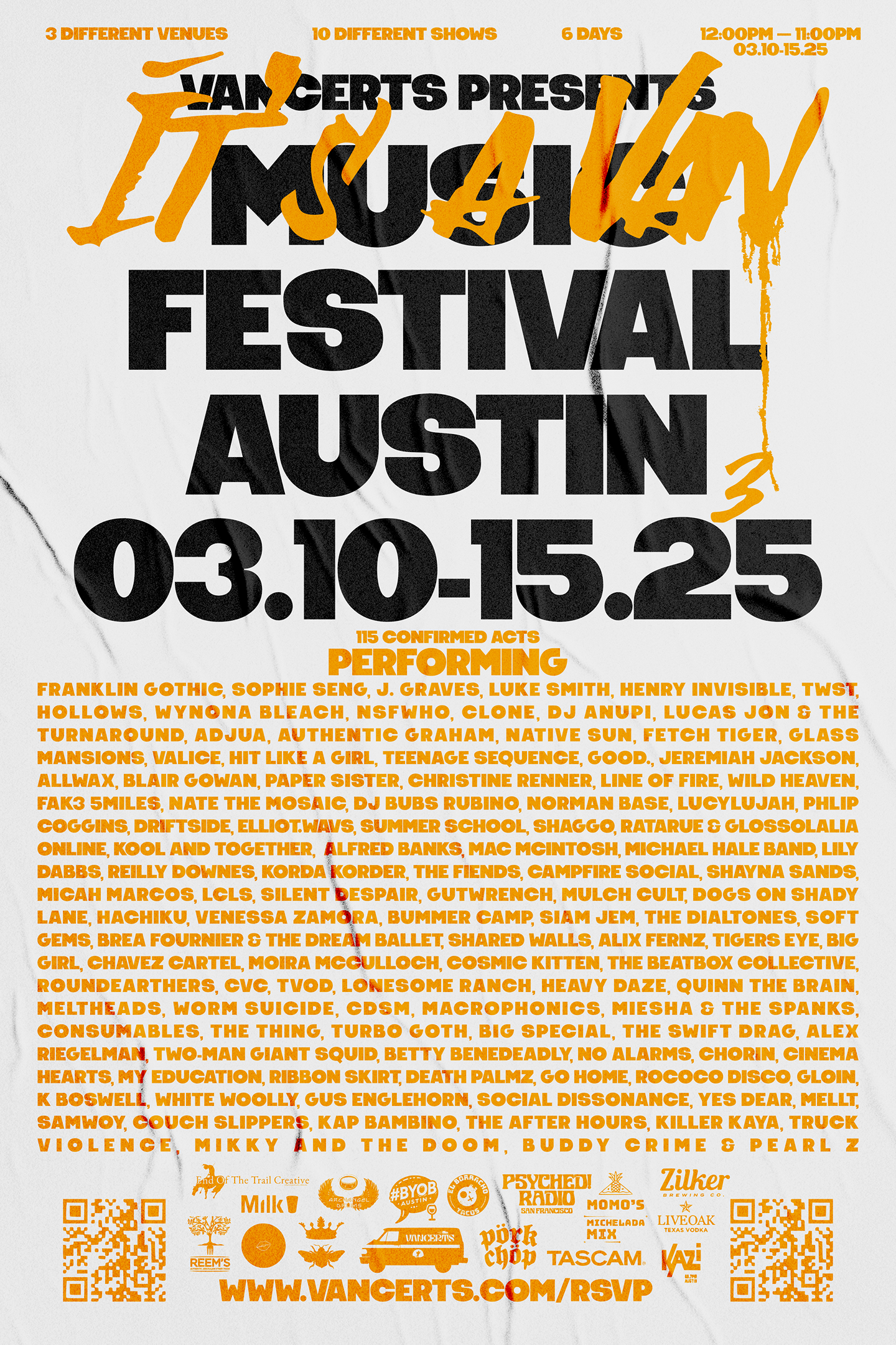 Poster for Austin City Limits Music Festival, held from October 3rd to 15th, 2023, featuring various artists and events.