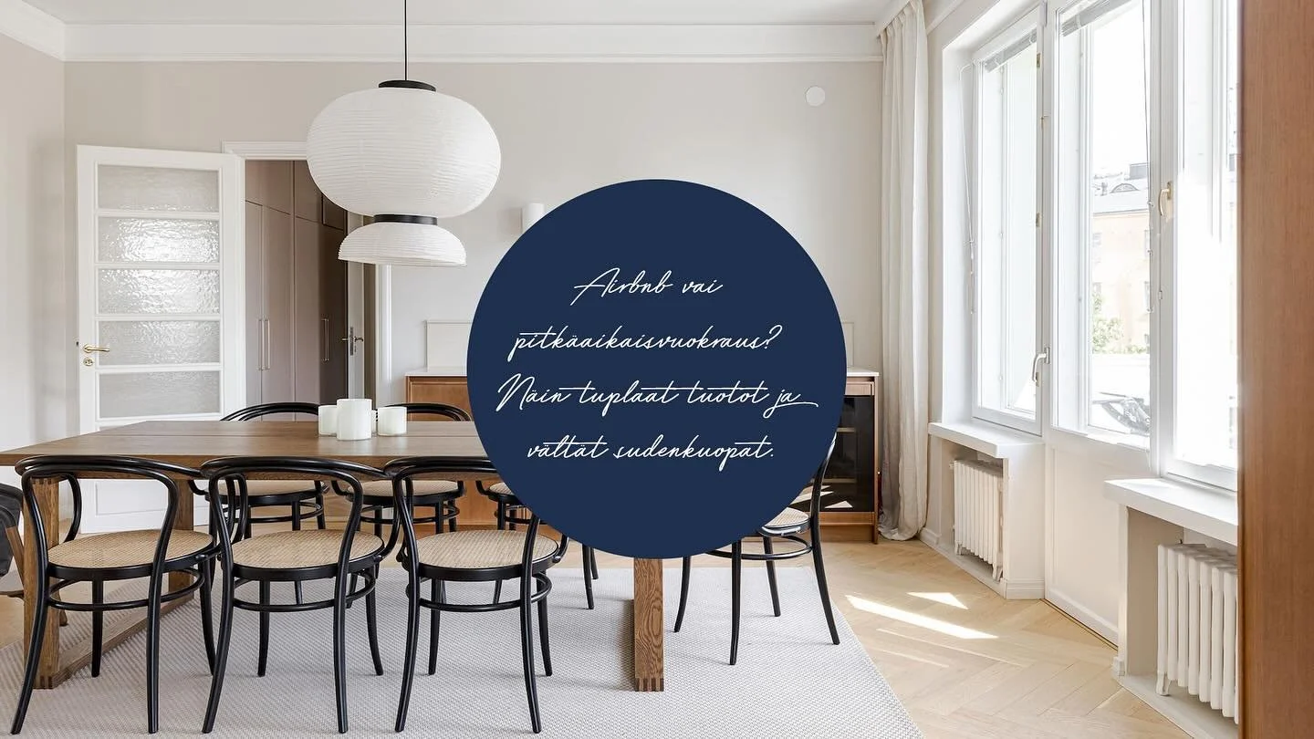 🔥 Airbnb vai pitk&auml;aikaisvuokraus? N&auml;in tuplaat tuotot (ja v&auml;lt&auml;t sudenkuopat)! 🔥

Vuokratuotto jopa +90 % parempi. Kuulostaa liian hyv&auml;lt&auml;? Ei, jos tied&auml;t mit&auml; teet. Itse kokeilin lyhytaikaisvuokrausta vuoden