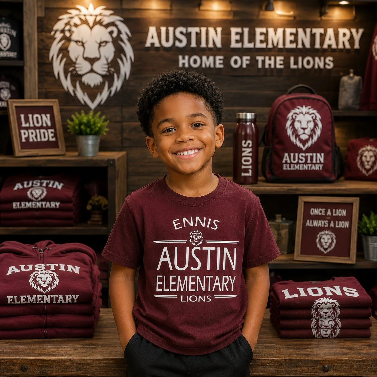 Austin Elementary Ennis Lions Maroon Tee