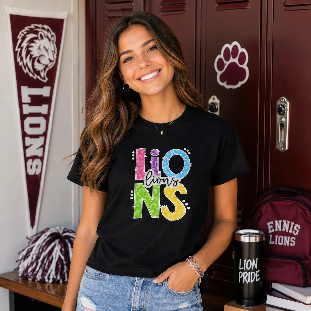 Lion pride - multi color with leopard print